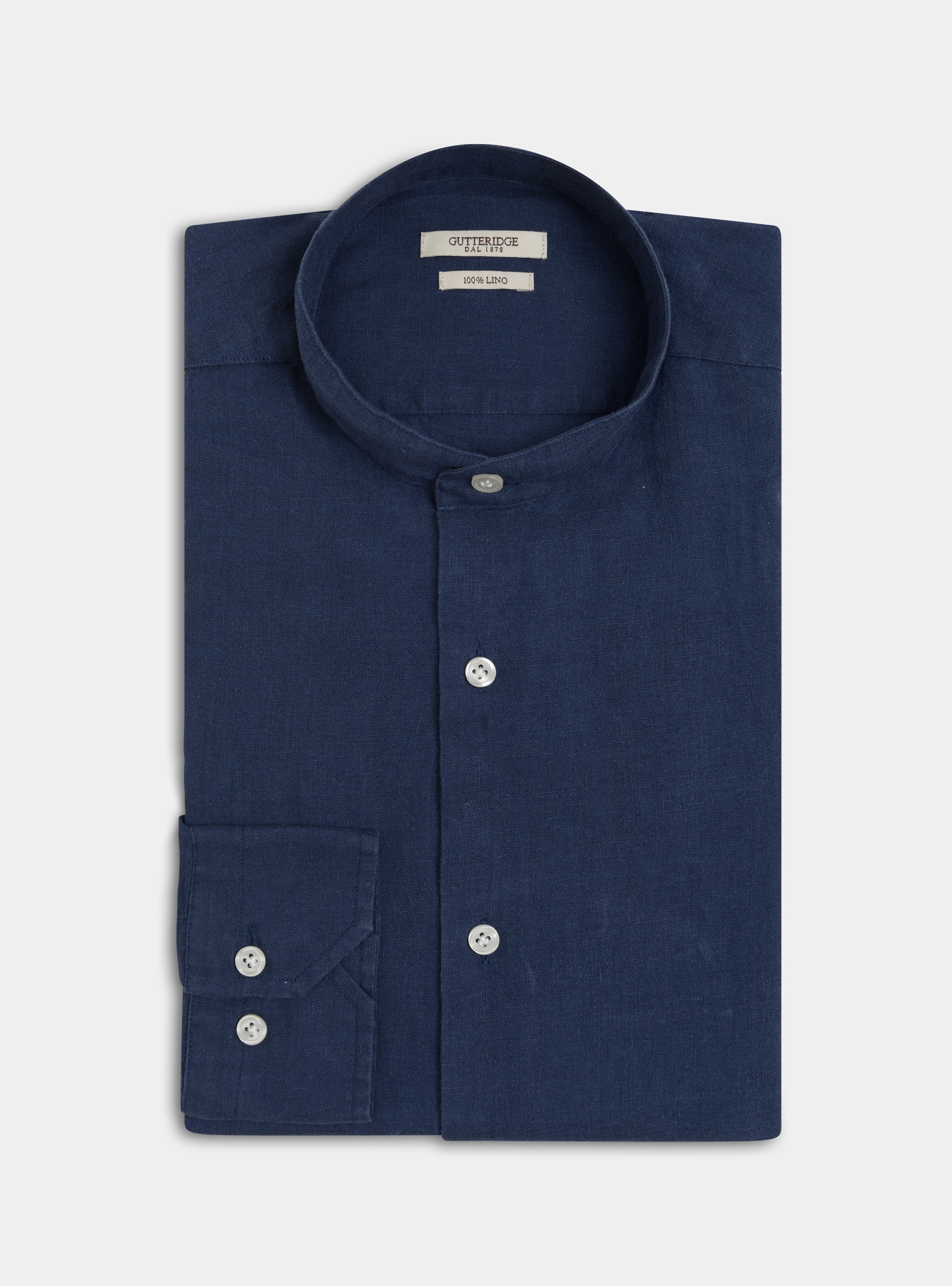 Pure Linen Korean Shirt, NAVY BLUE