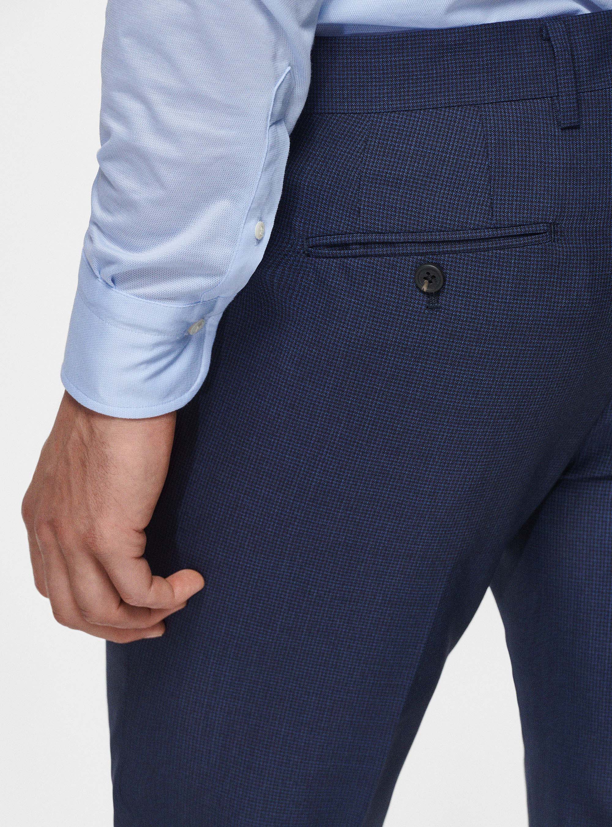 Houndstooth wool trousers, NAVY BLUE