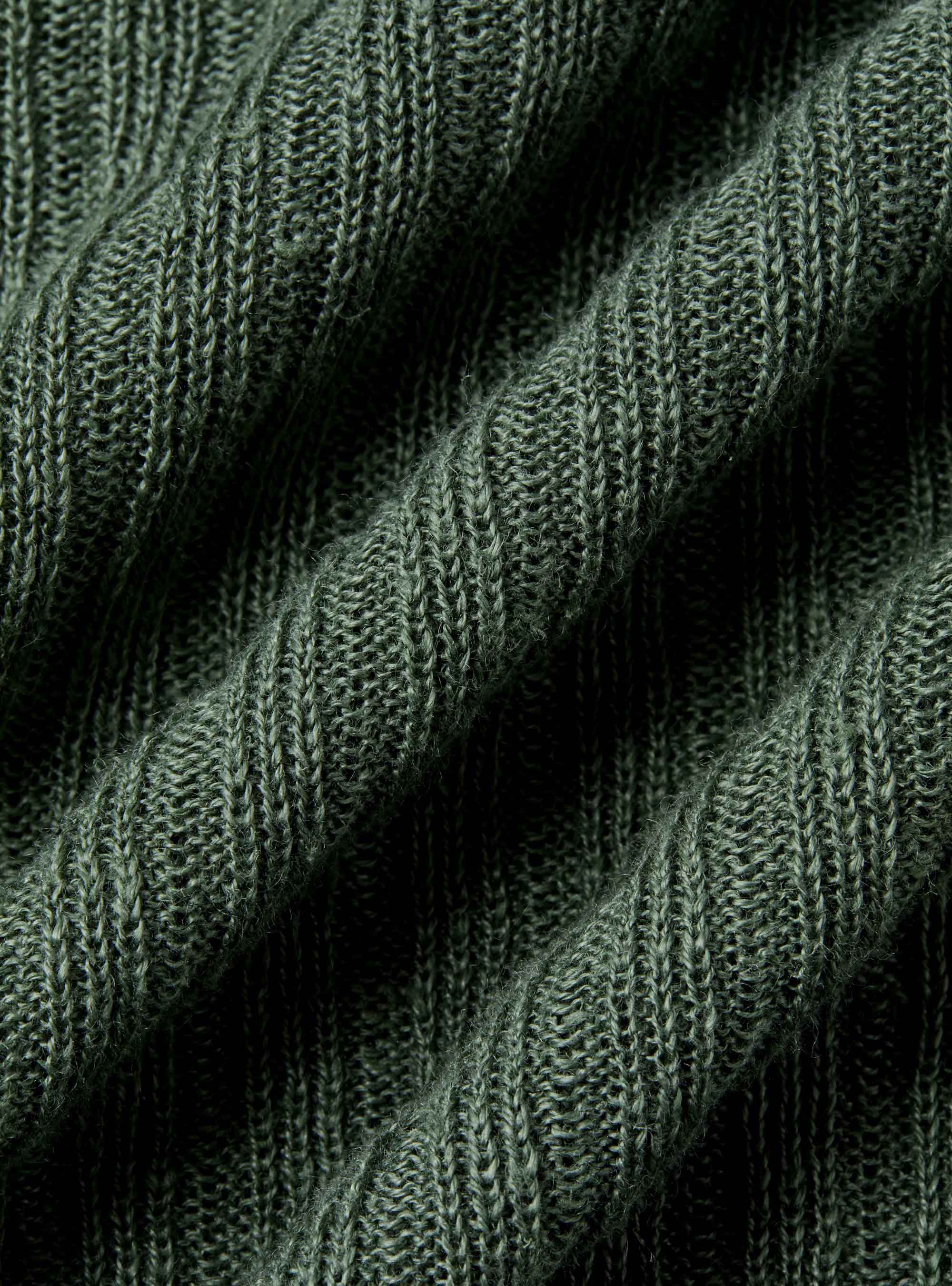 Pure linen ribbed crew neck sweater, SALVIA 0602C