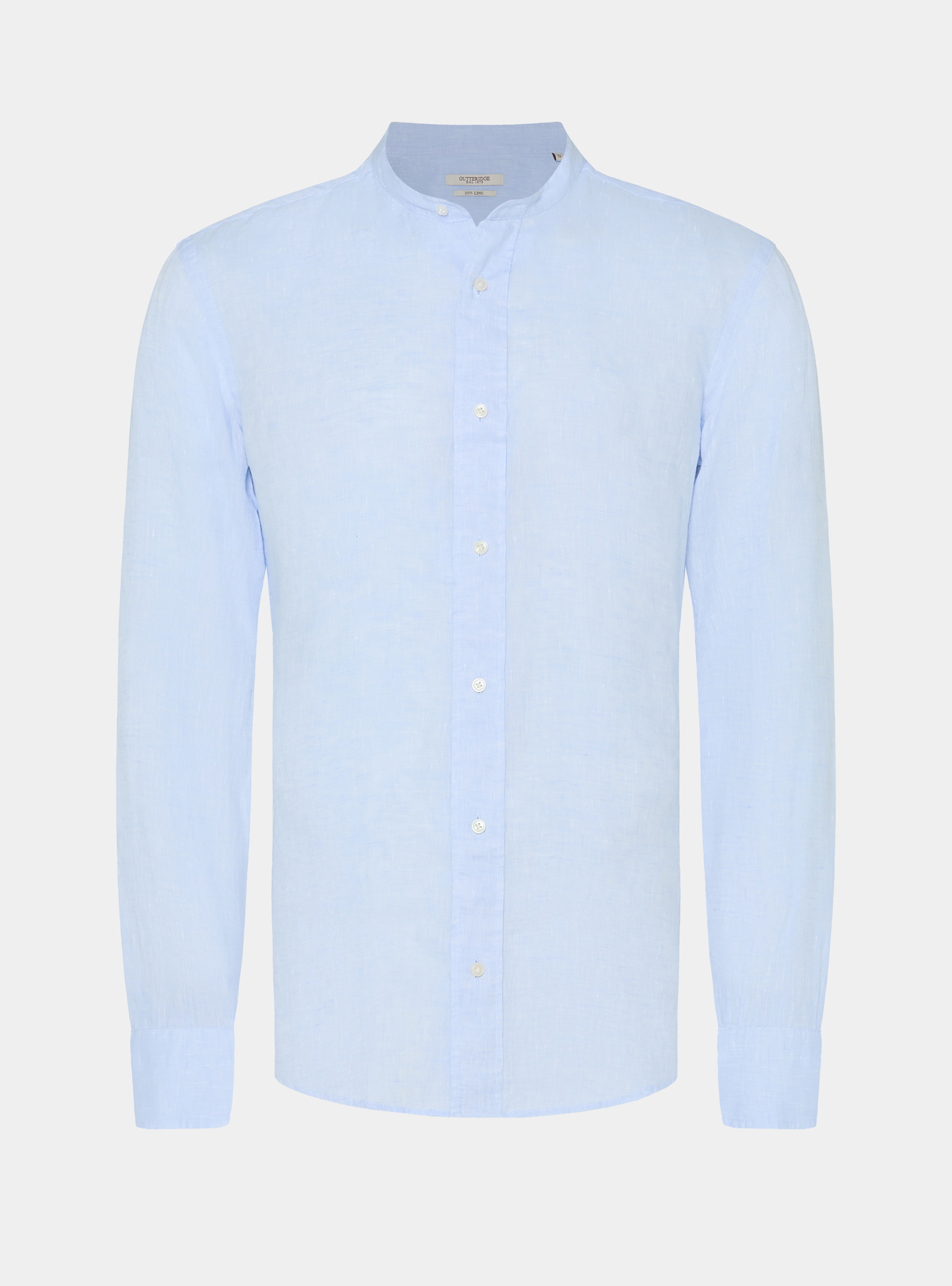 Korean shirt in pure linen, LIGHT BLUE