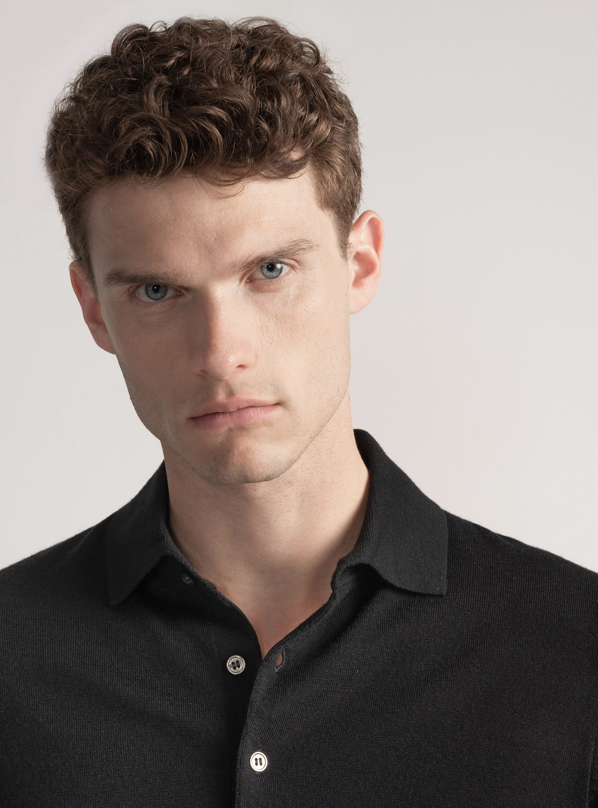 Polo en laine m&eacute;rinos extra-fine, NOIR