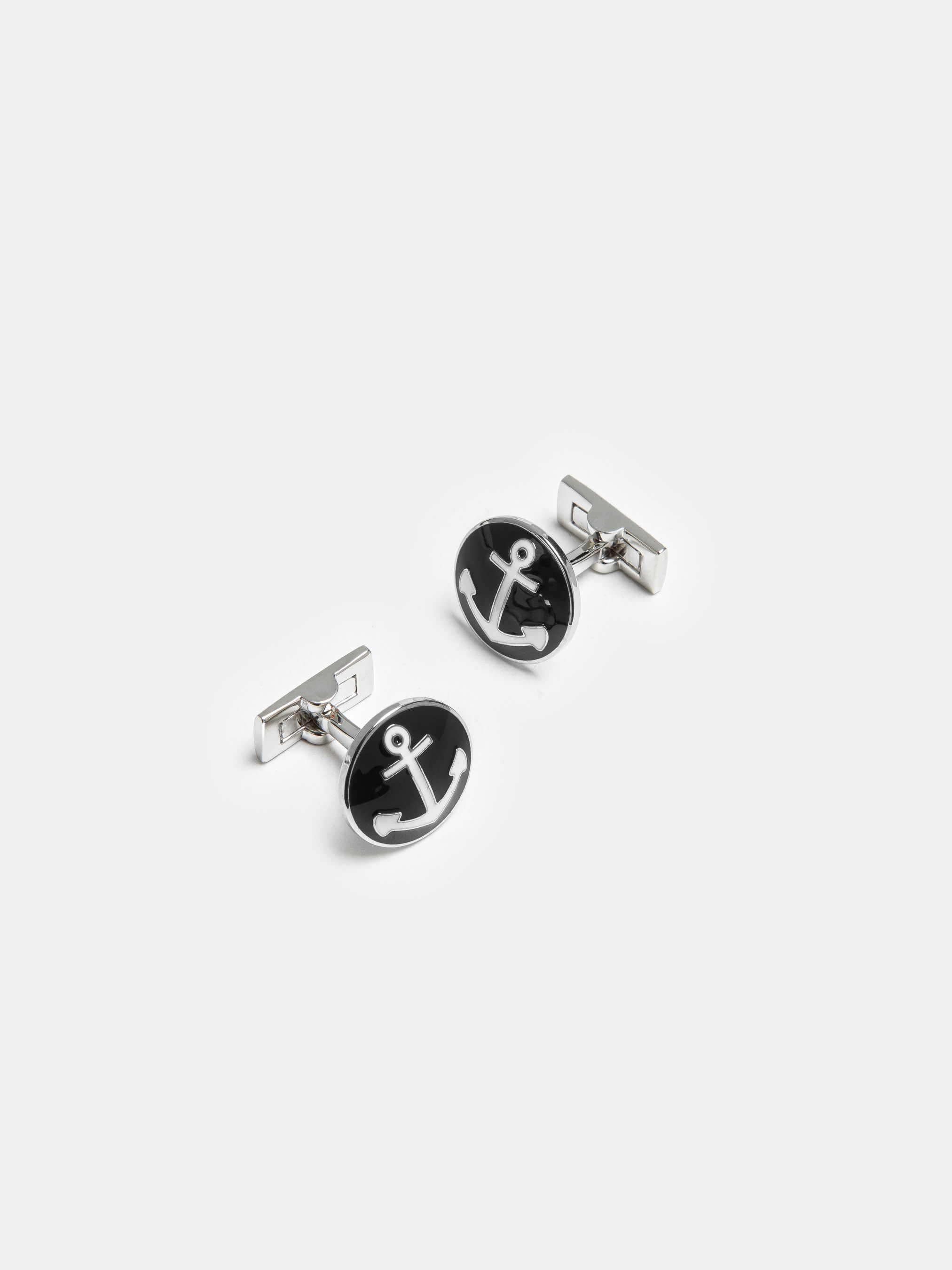 Cufflinks with anchor, BLACK