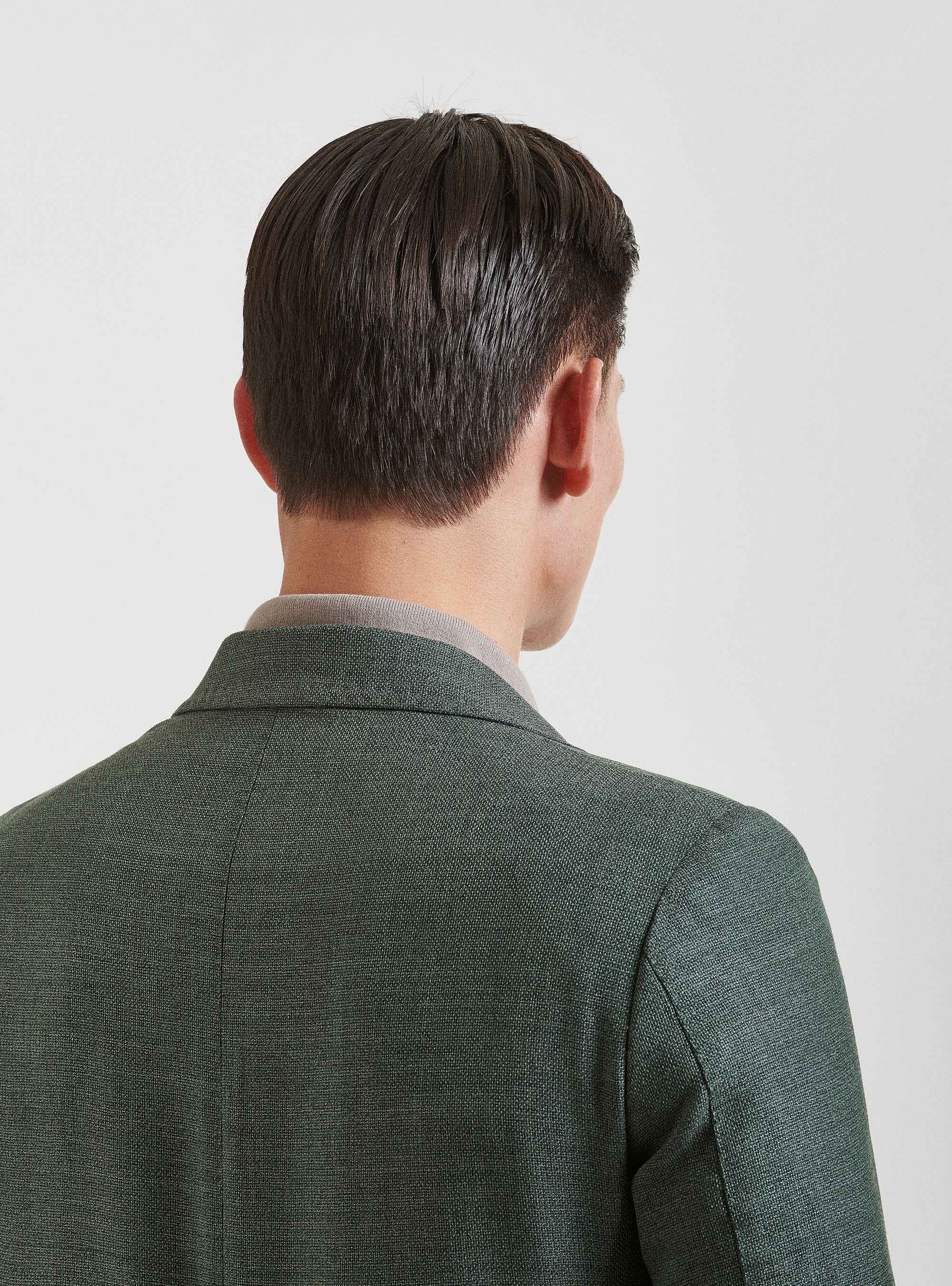 Micro-textured pure wool blazer, GREEN