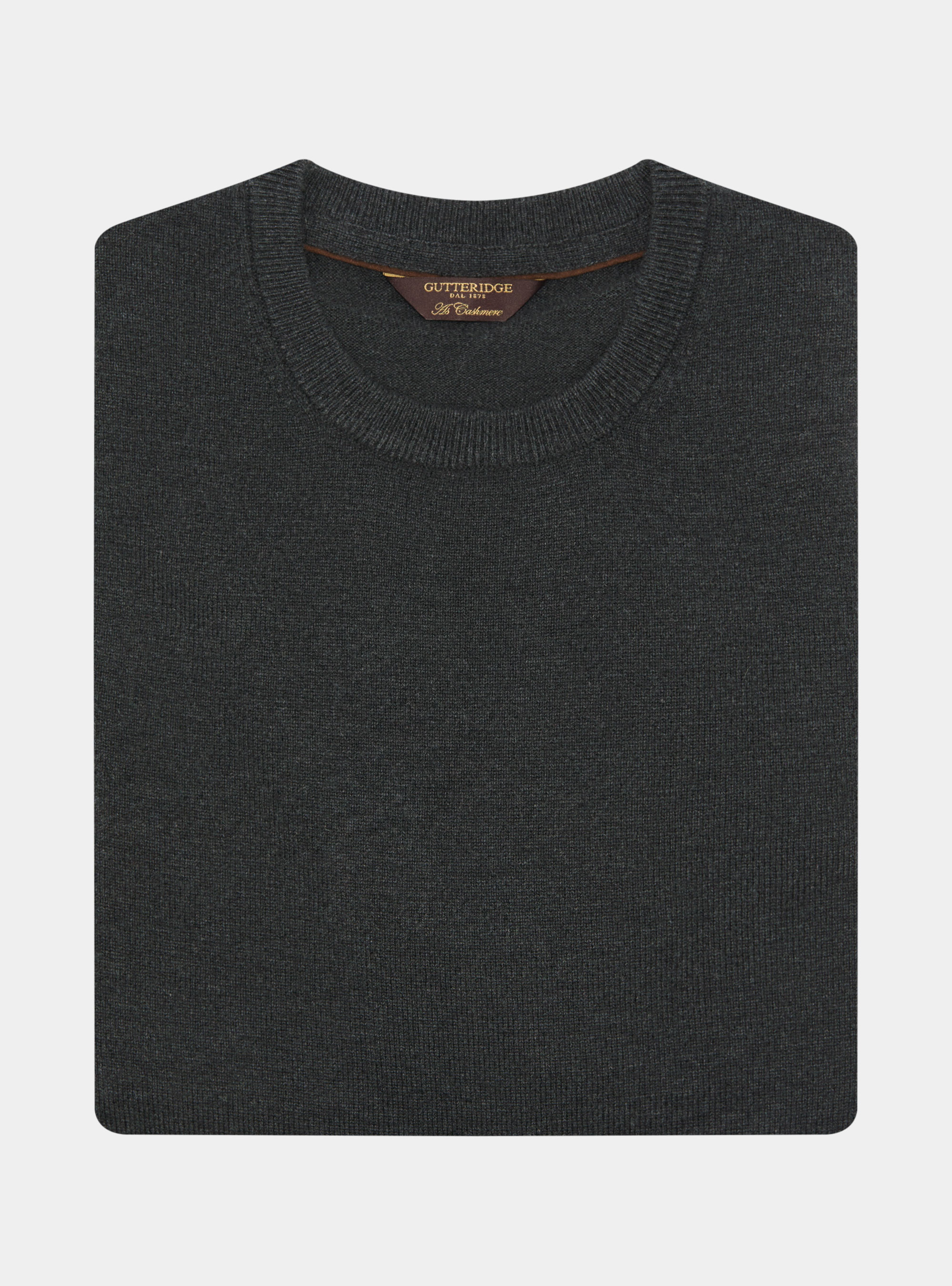 Maglia girocollo in lana lambswool e cashmere, ASFALTO