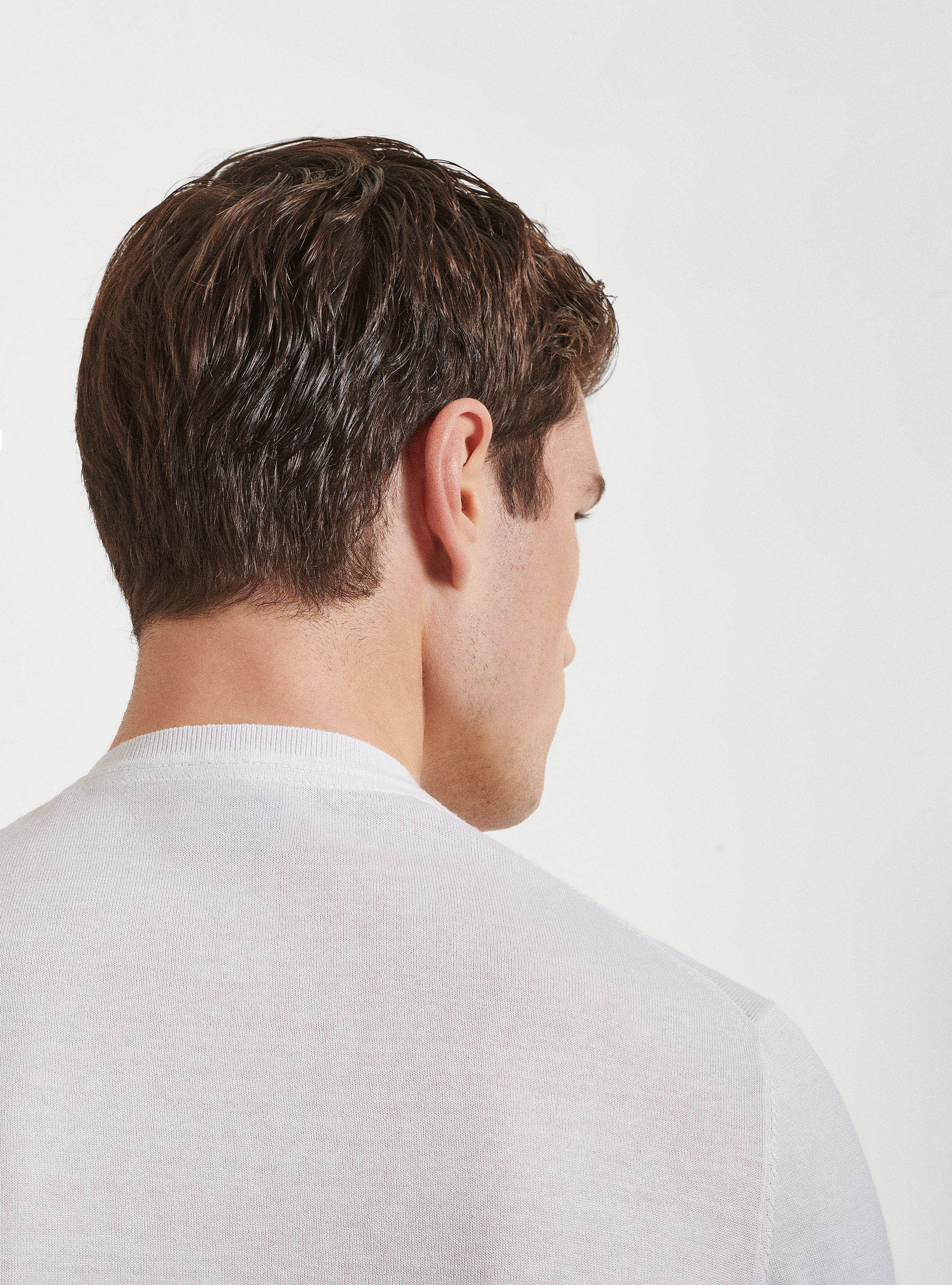 Punto de seda y algod&oacute;n con cuello redondo, BLANCO