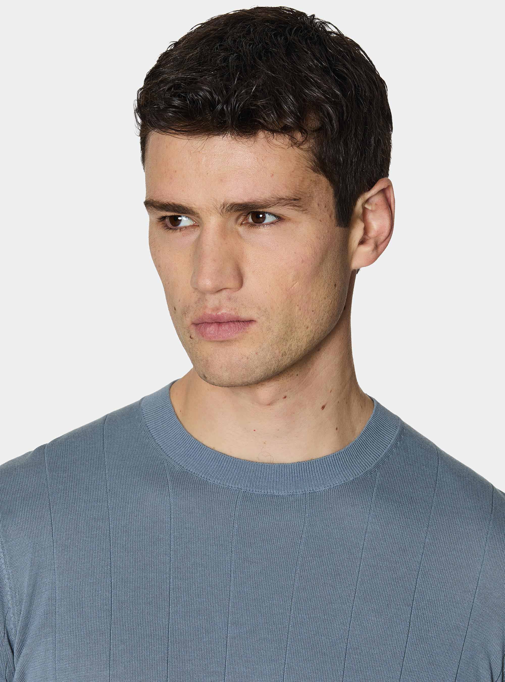 Pure cotton flat-ribbed sweater, AVIO 0292C