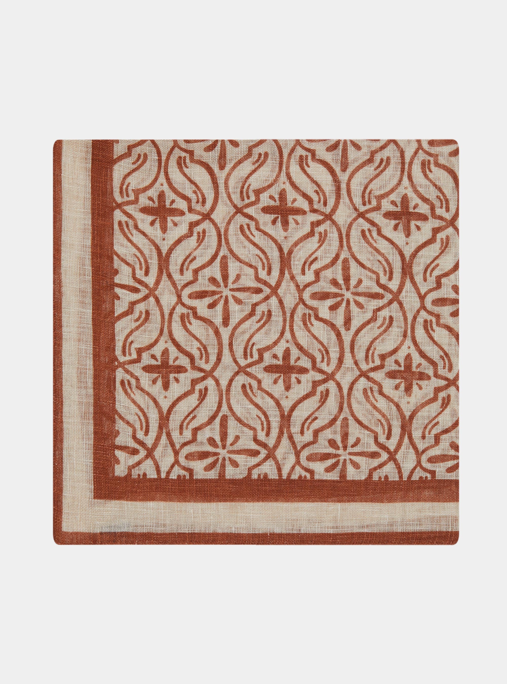 Foulard en lin imprim&eacute;, TERRE CUITE