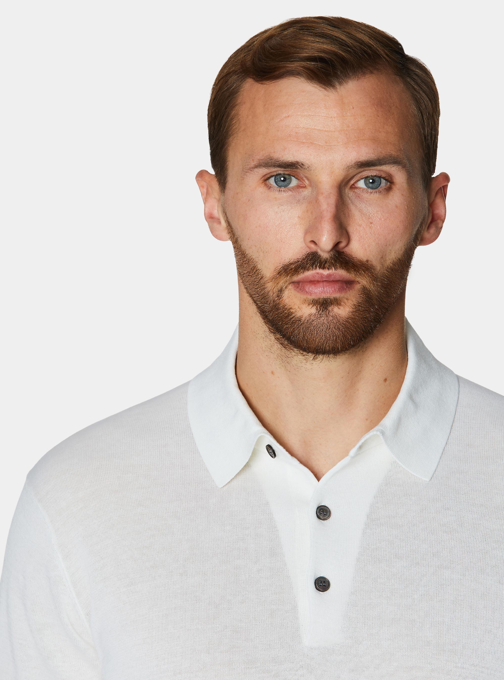 Polo de algod&oacute;n y seda, BLANCO