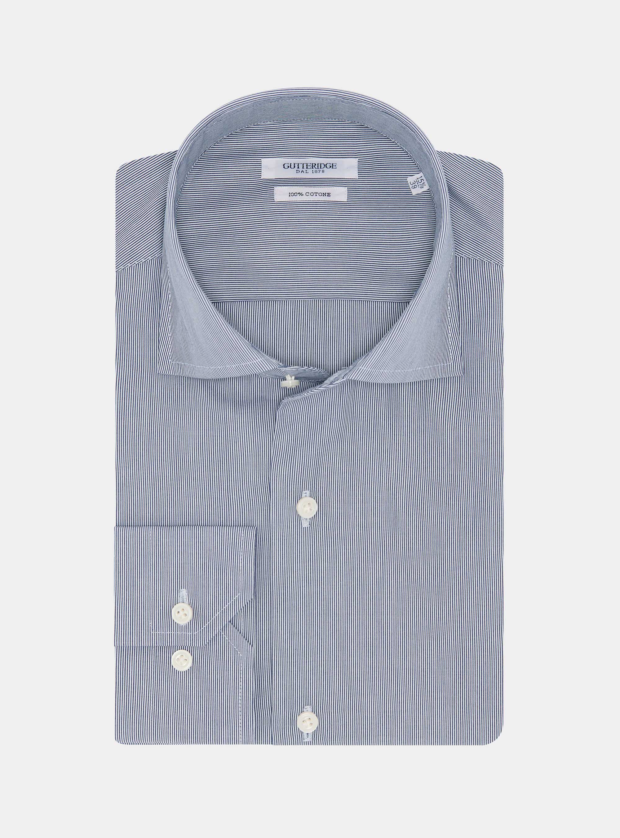 Shirt in fine-striped cotton poplin, NAVY BLUE