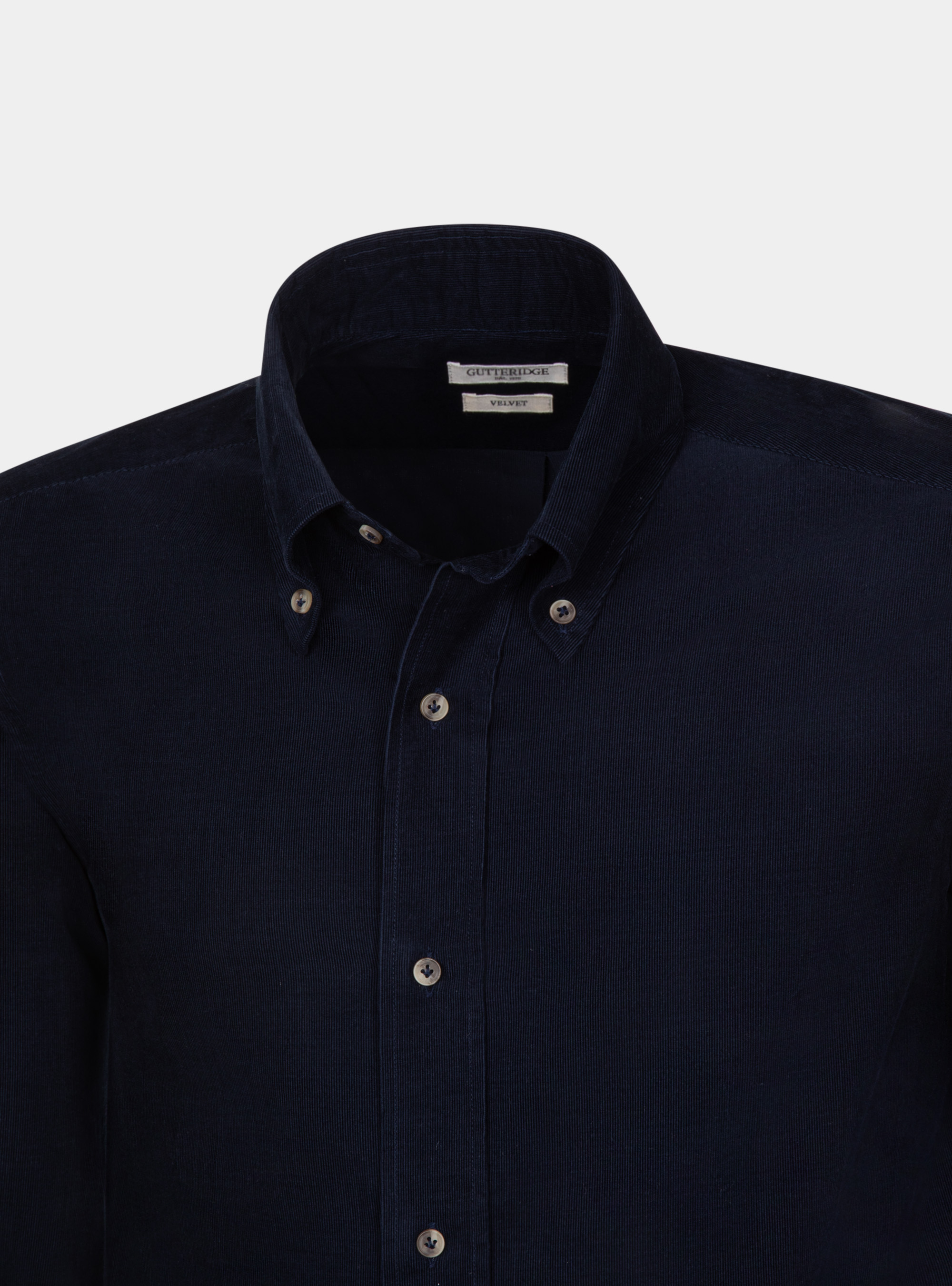 Velvet button down collar shirt, NAVY BLUE
