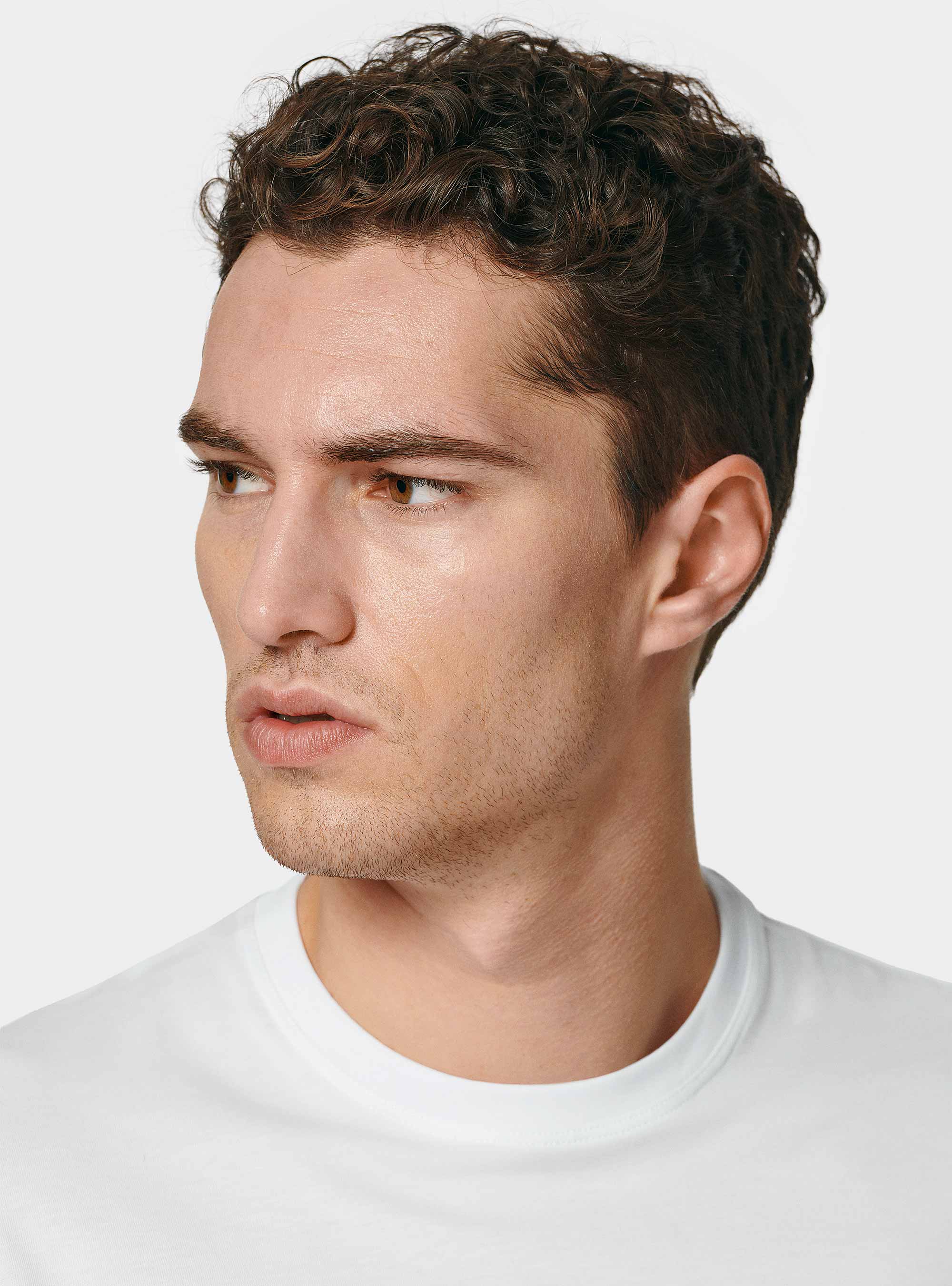 T-shirt &agrave; demi-manches en coton Supima, BLANC