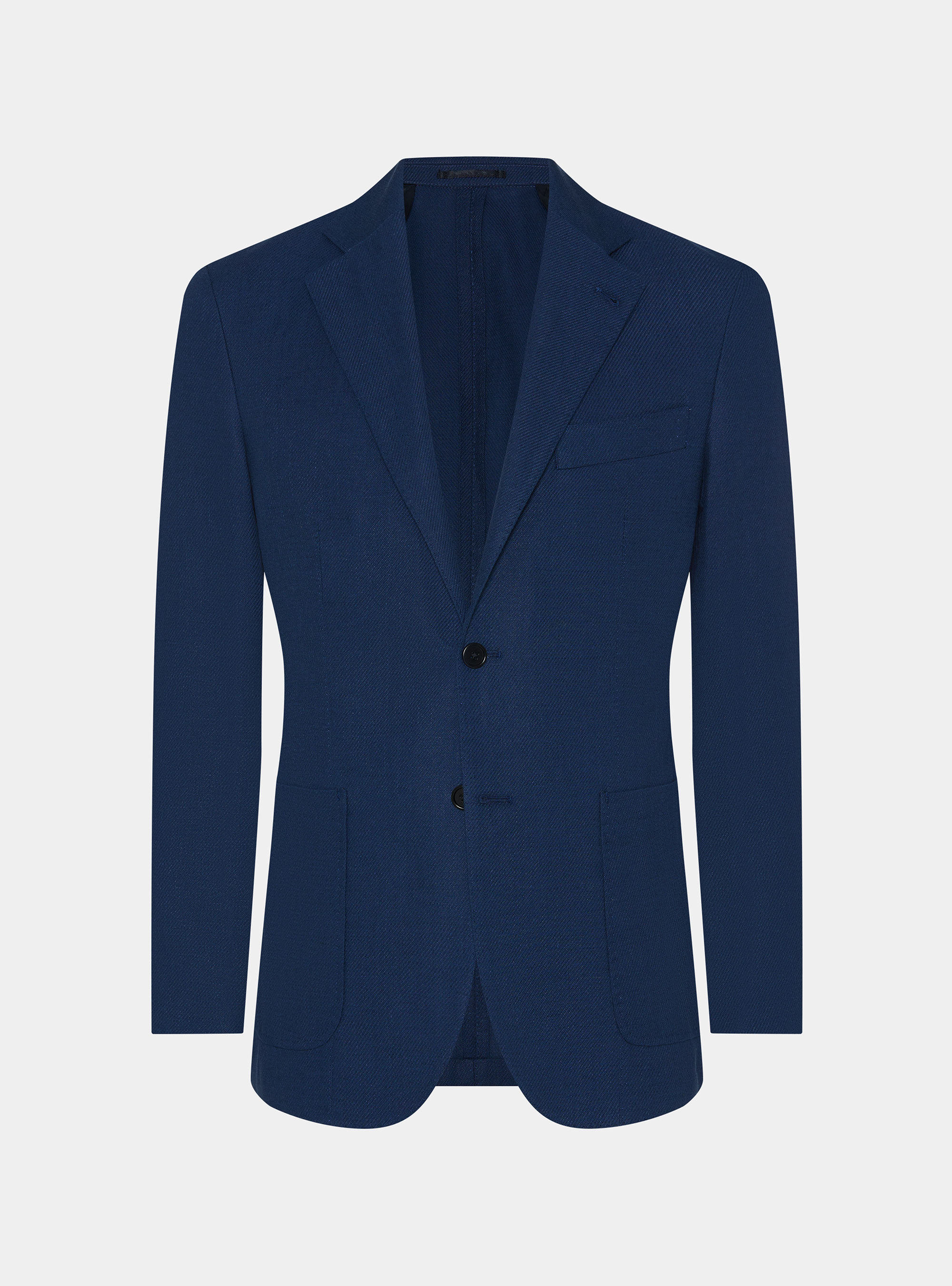 Blazer in cotton and slubbed linen, NAVY BLUE