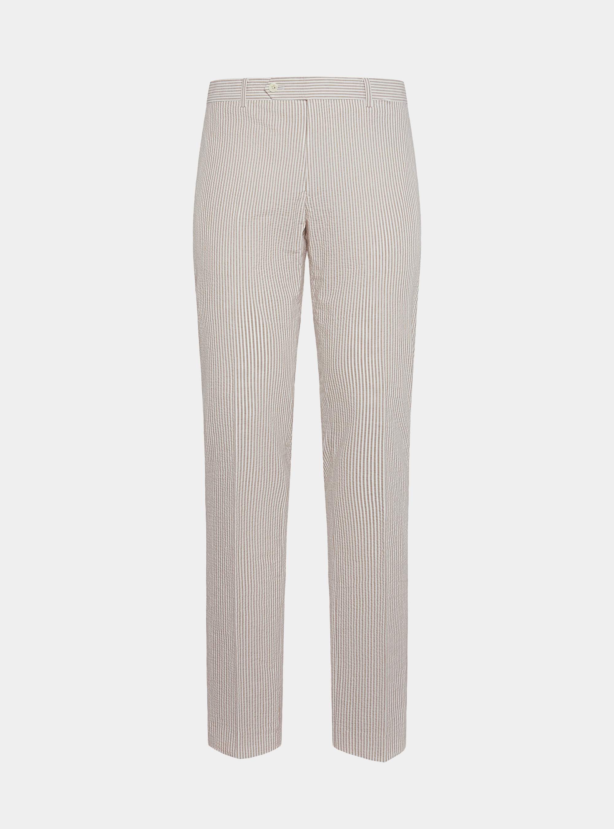 Seersucker trousers in striped cotton blend, SAND
