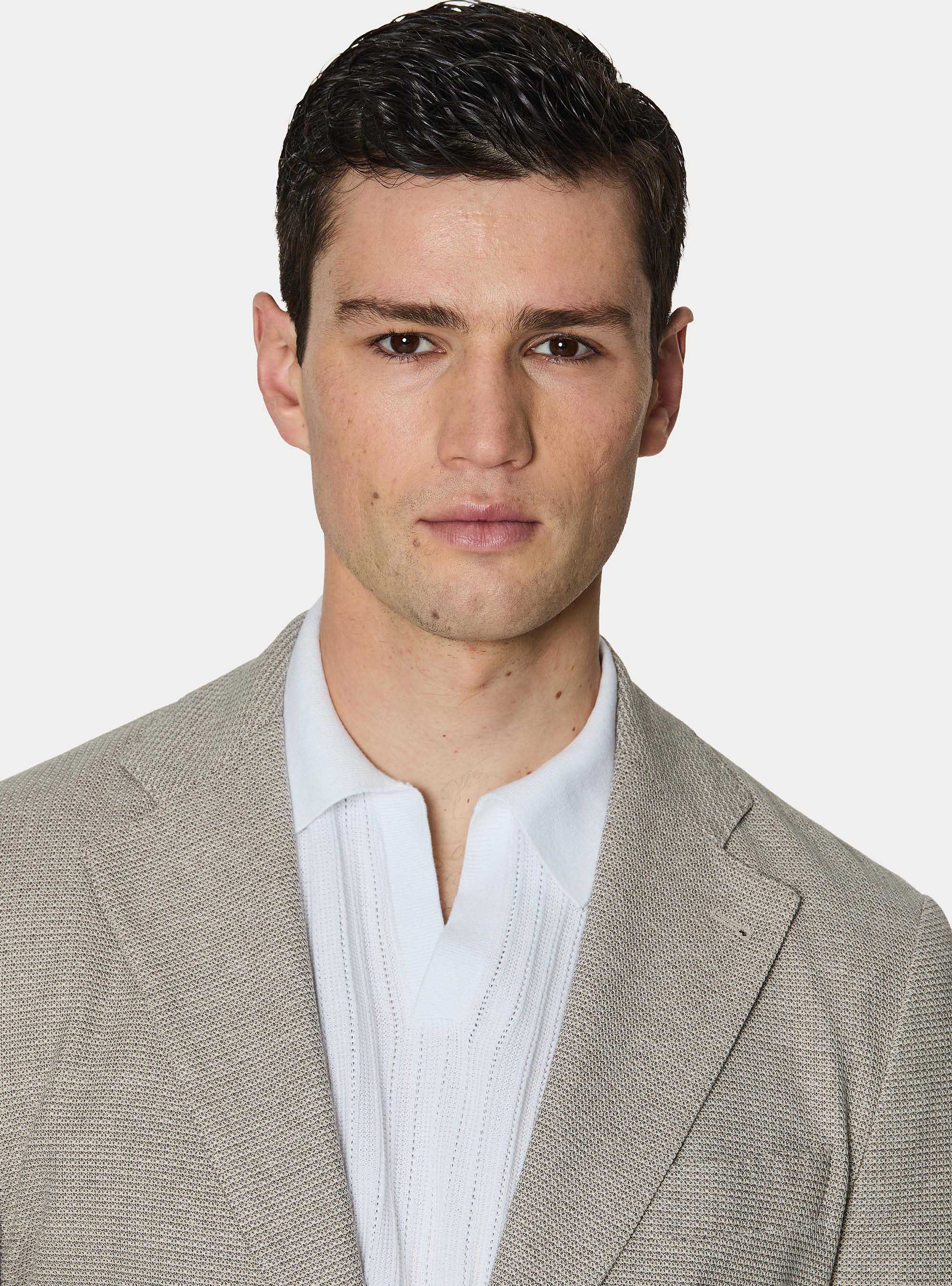 Micro-knit cotton jersey blazer, MUD