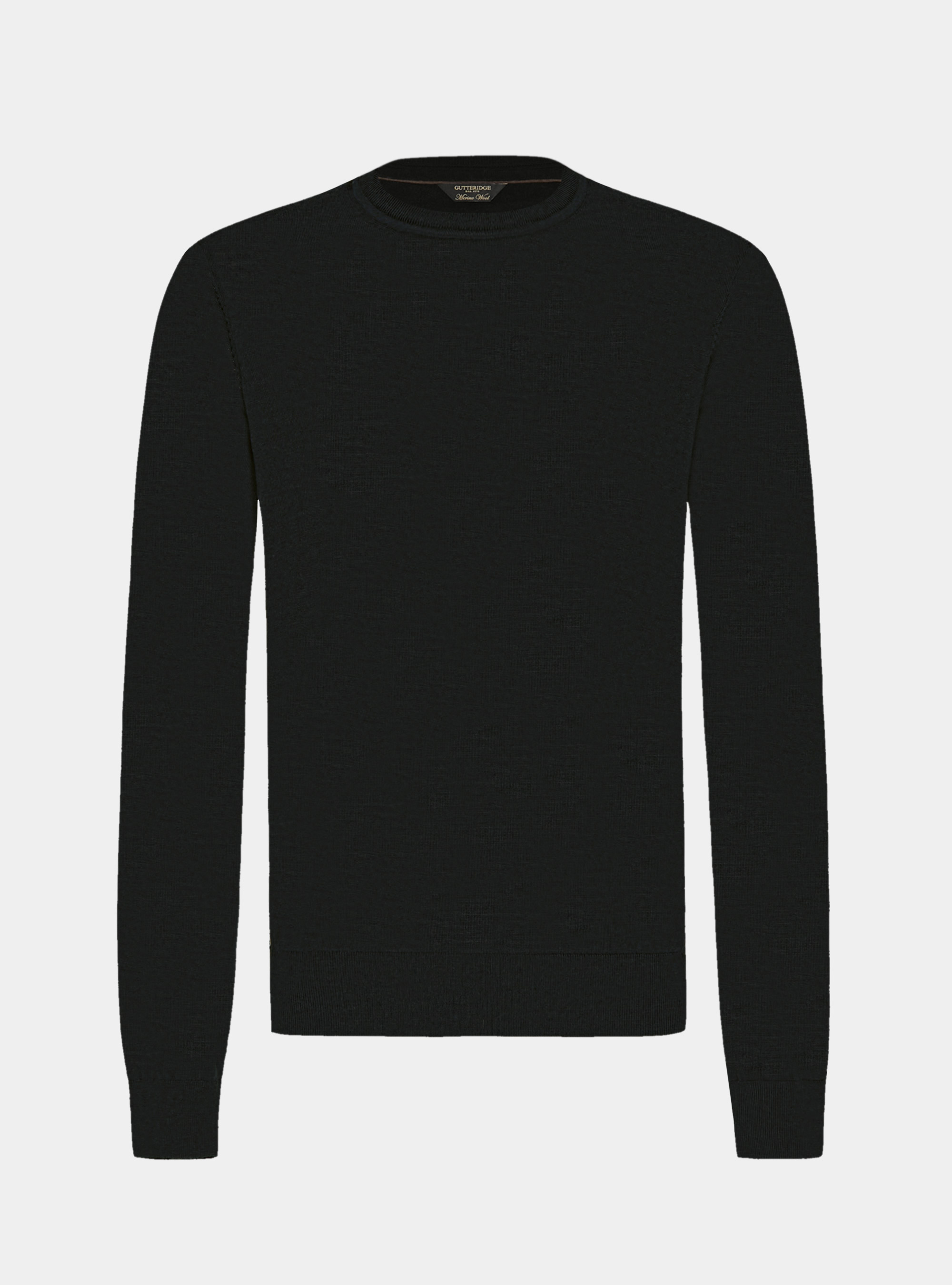 Crew-neck sweater in pure extra-fine merino wool, BLACK