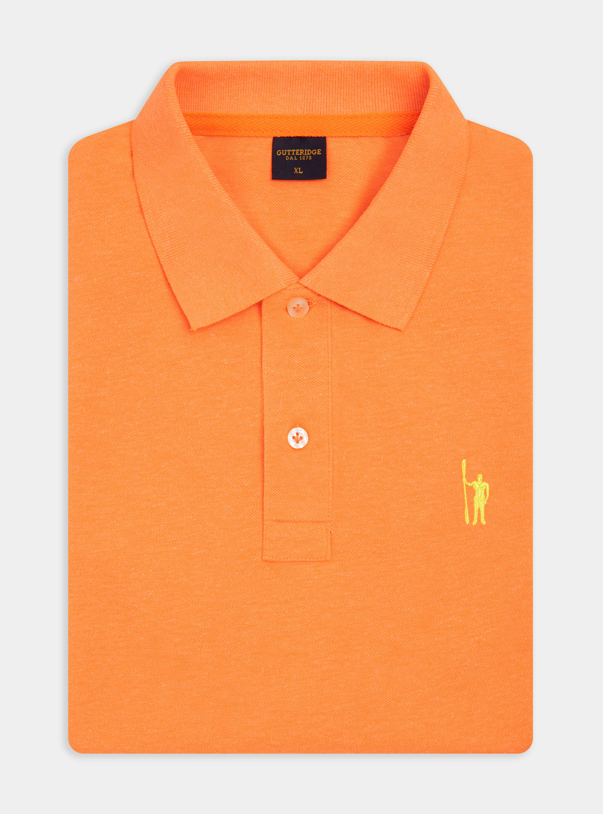 Polo fluorescente in piquet con ricamo, ARANCIO FLUO 0389C