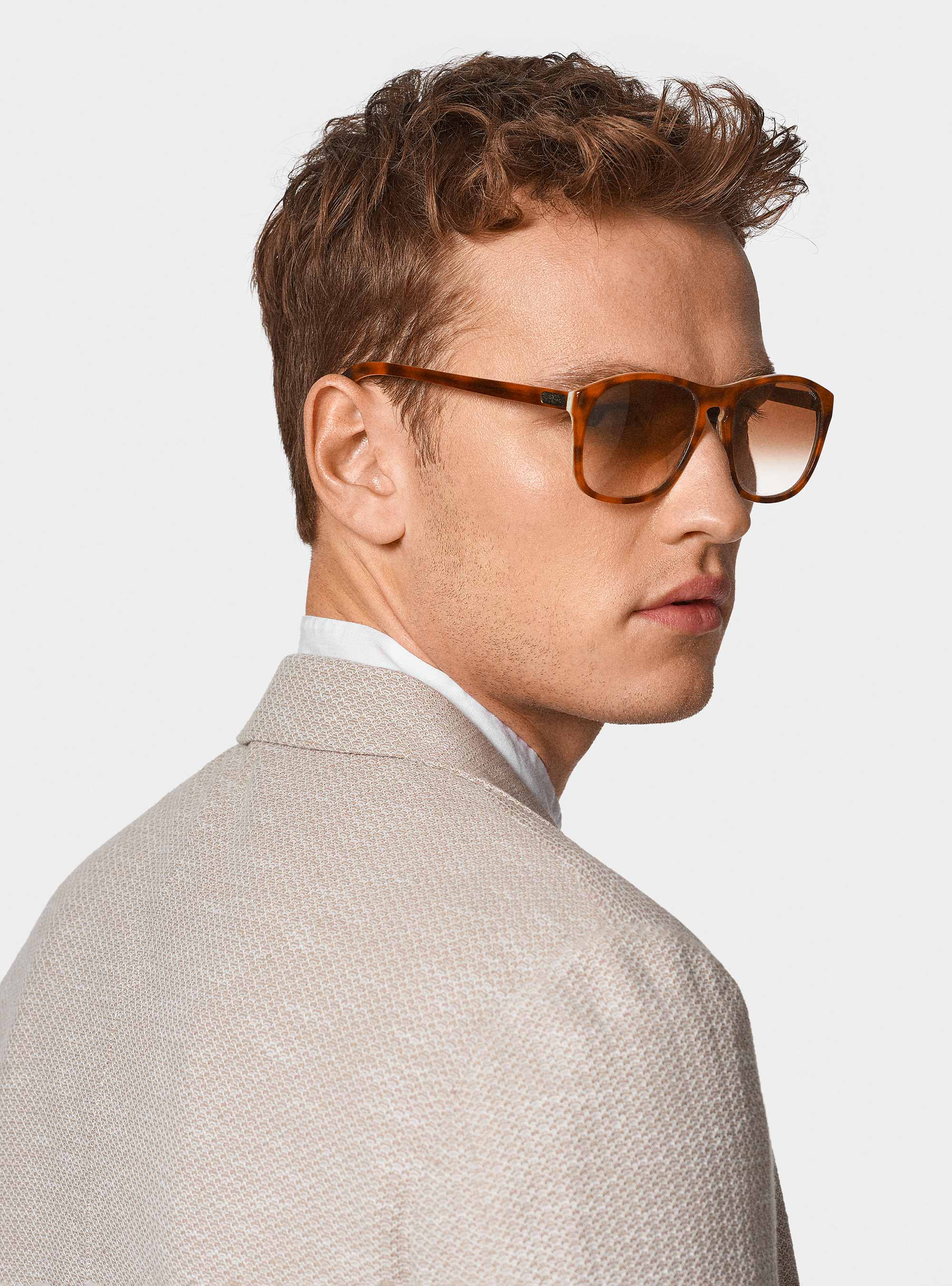 Cotton and linen jersey blazer, SAND