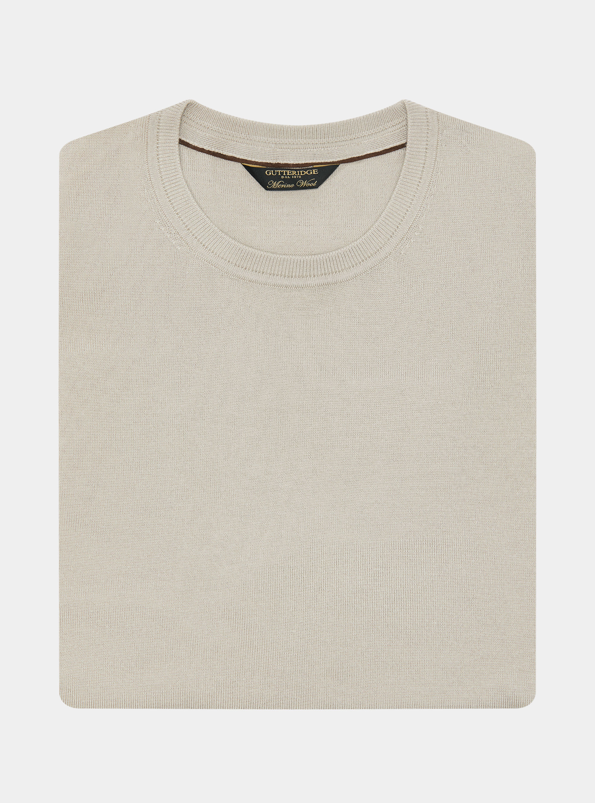 Crew-neck sweater in pure extra-fine merino wool, SAND