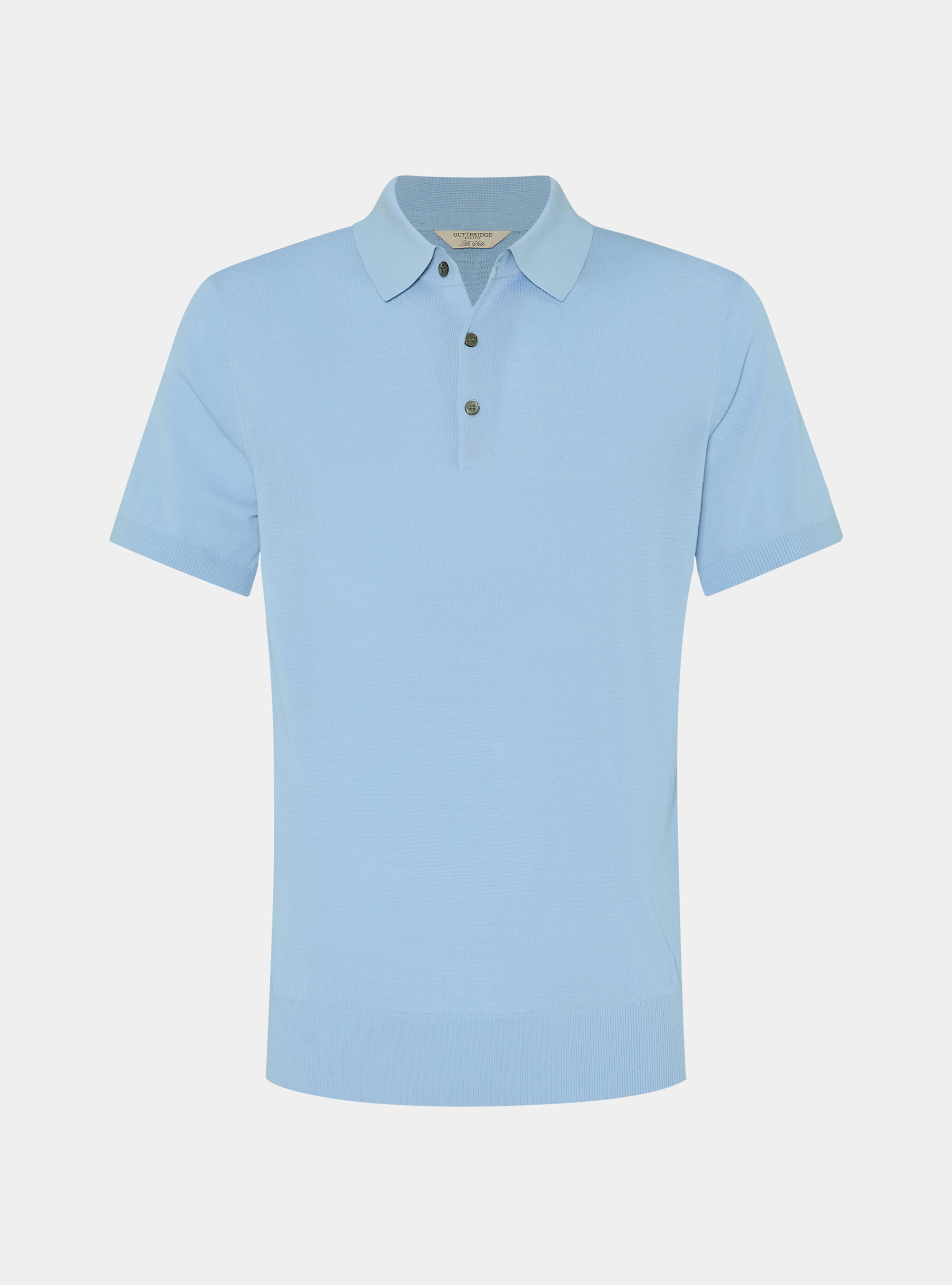 Cotton and silk polo shirt, 0266C AZZURRO