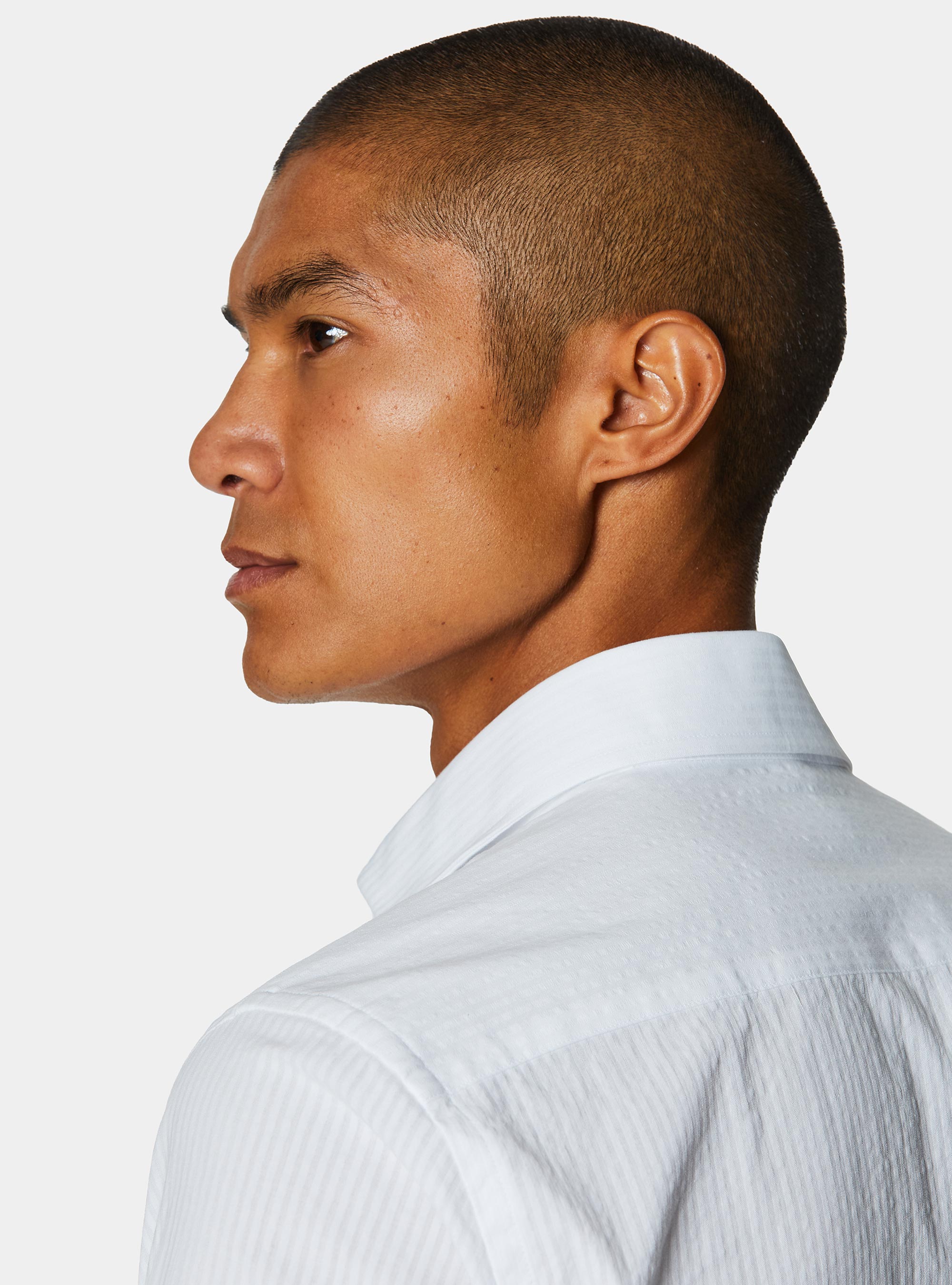 Seersucker cotton shirt, WHITE