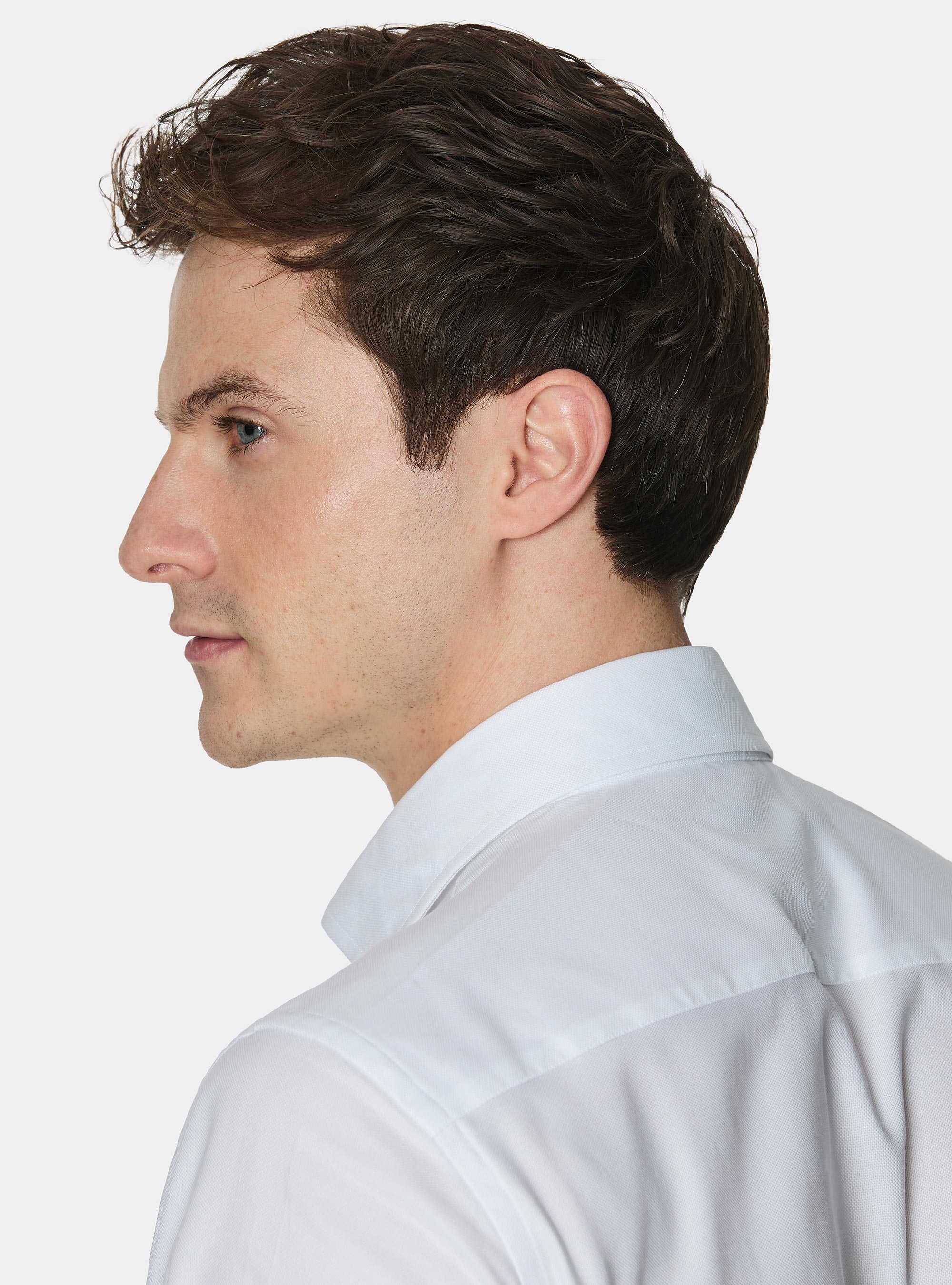 Chemise en coton fil &agrave; fil, BLANC