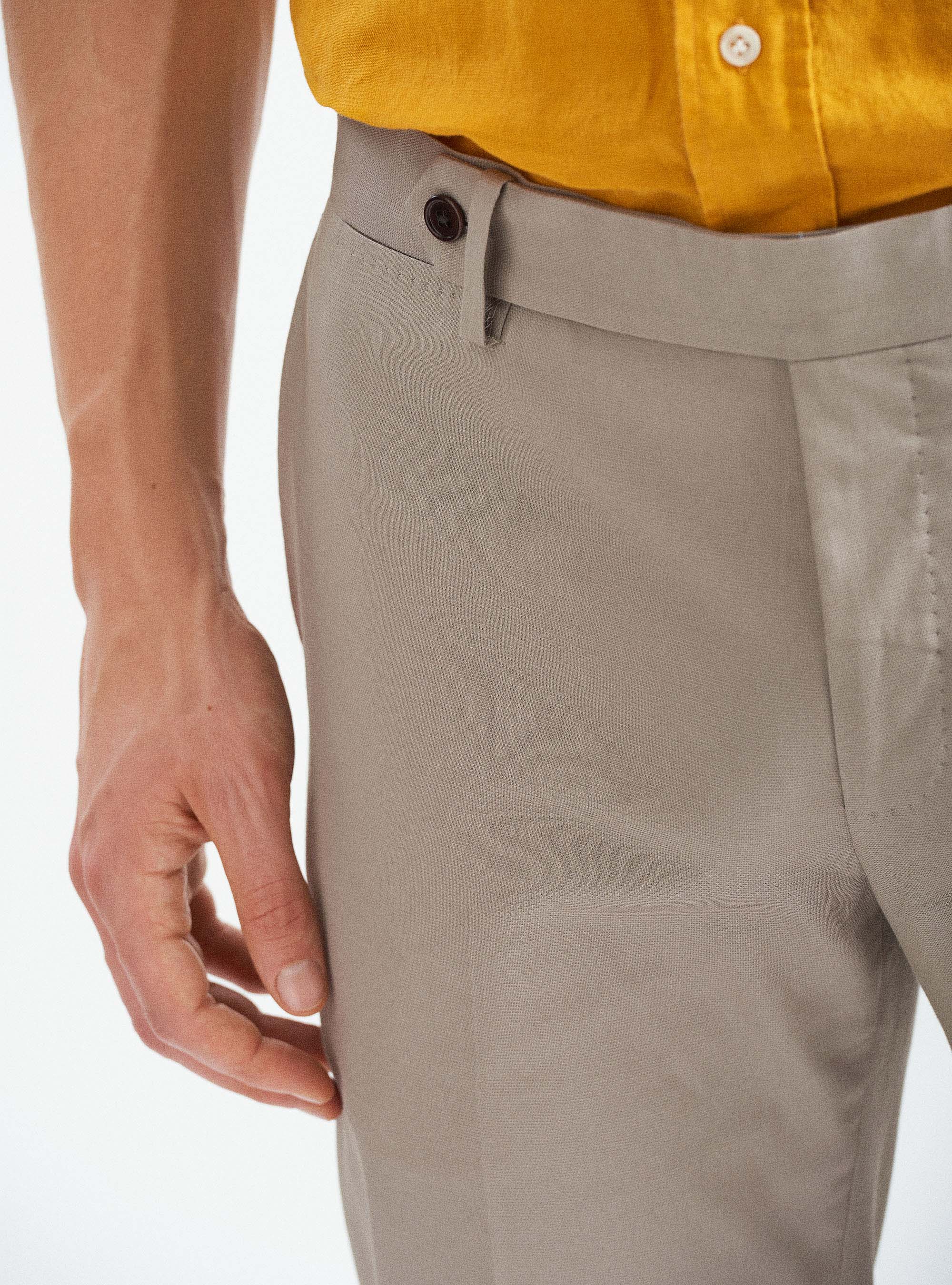 Armoured stretch cotton suit trousers, MUD