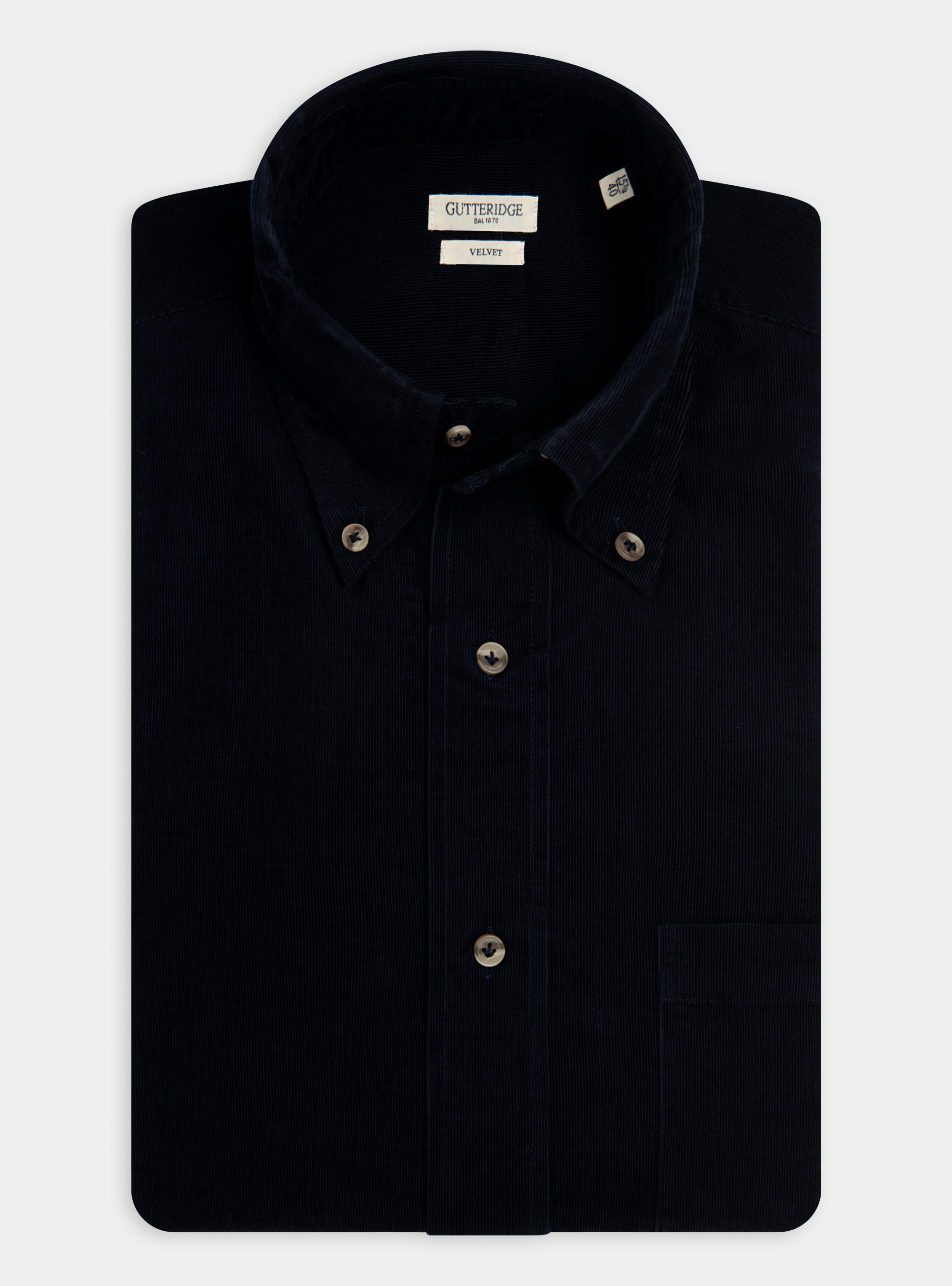 Cotton velvet button-down collar shirt, NAVY BLUE