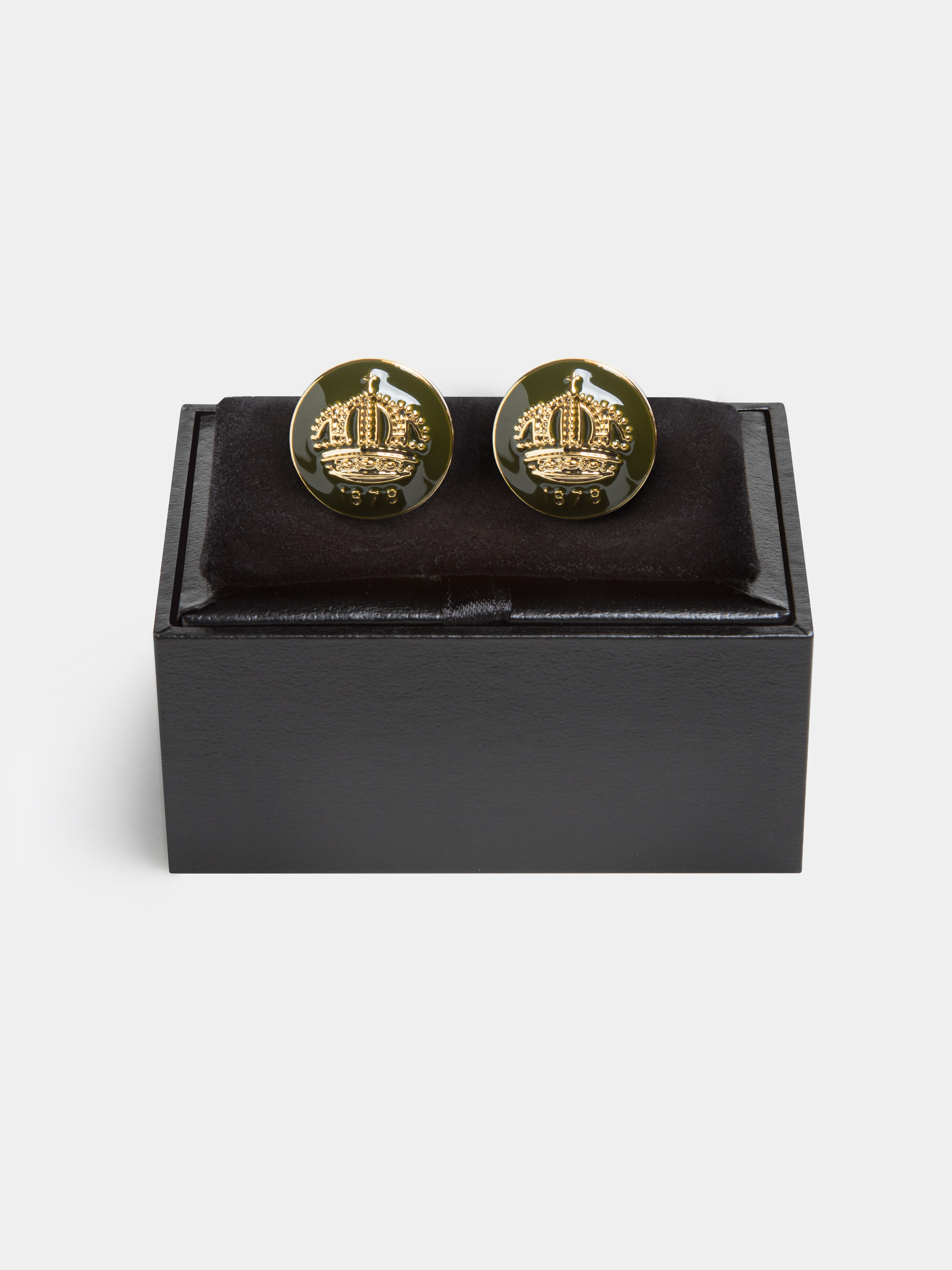 Cufflinks with crown, OLIVE