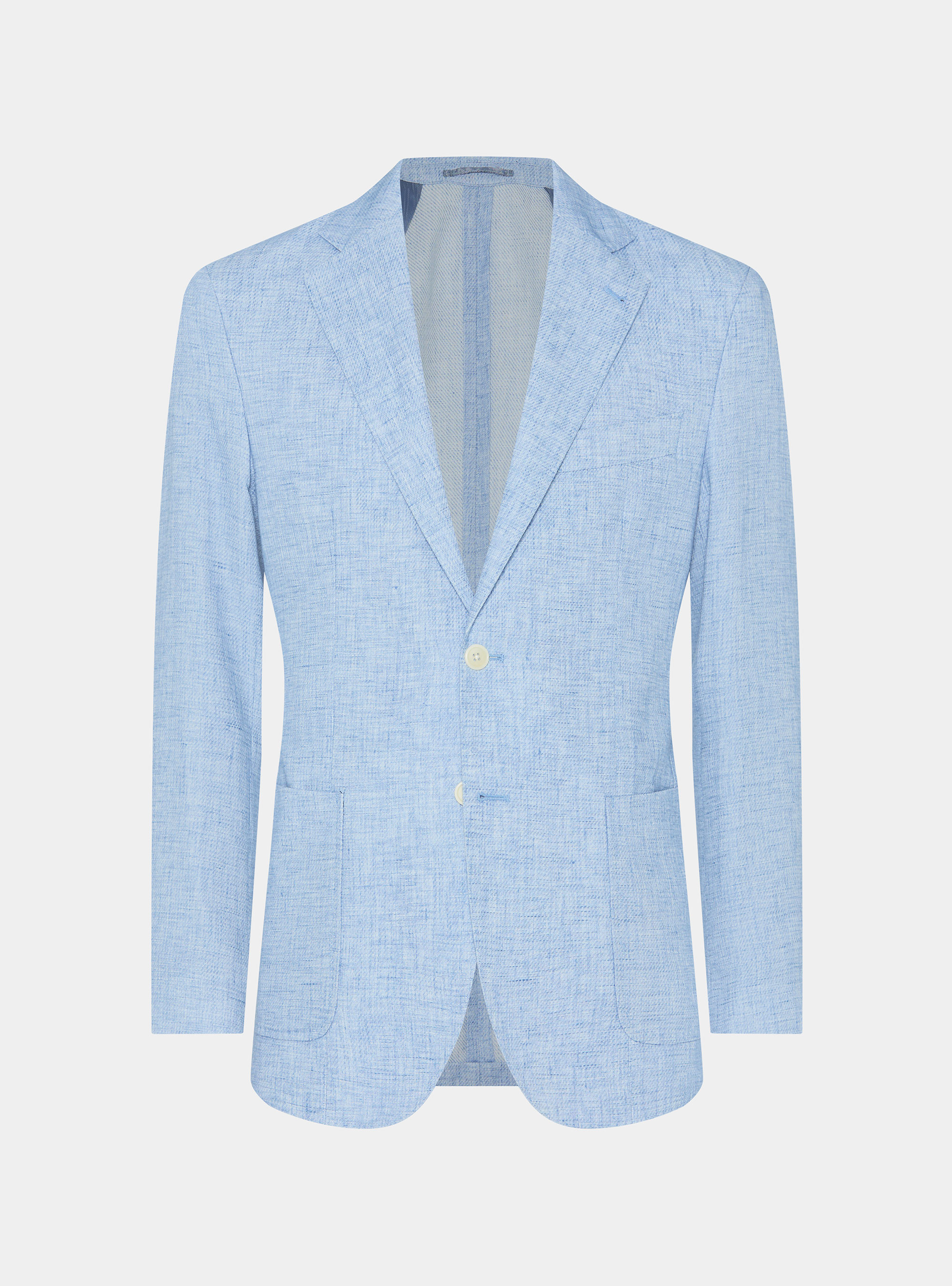 Blazer in cotton and slubbed linen, LIGHT BLUE