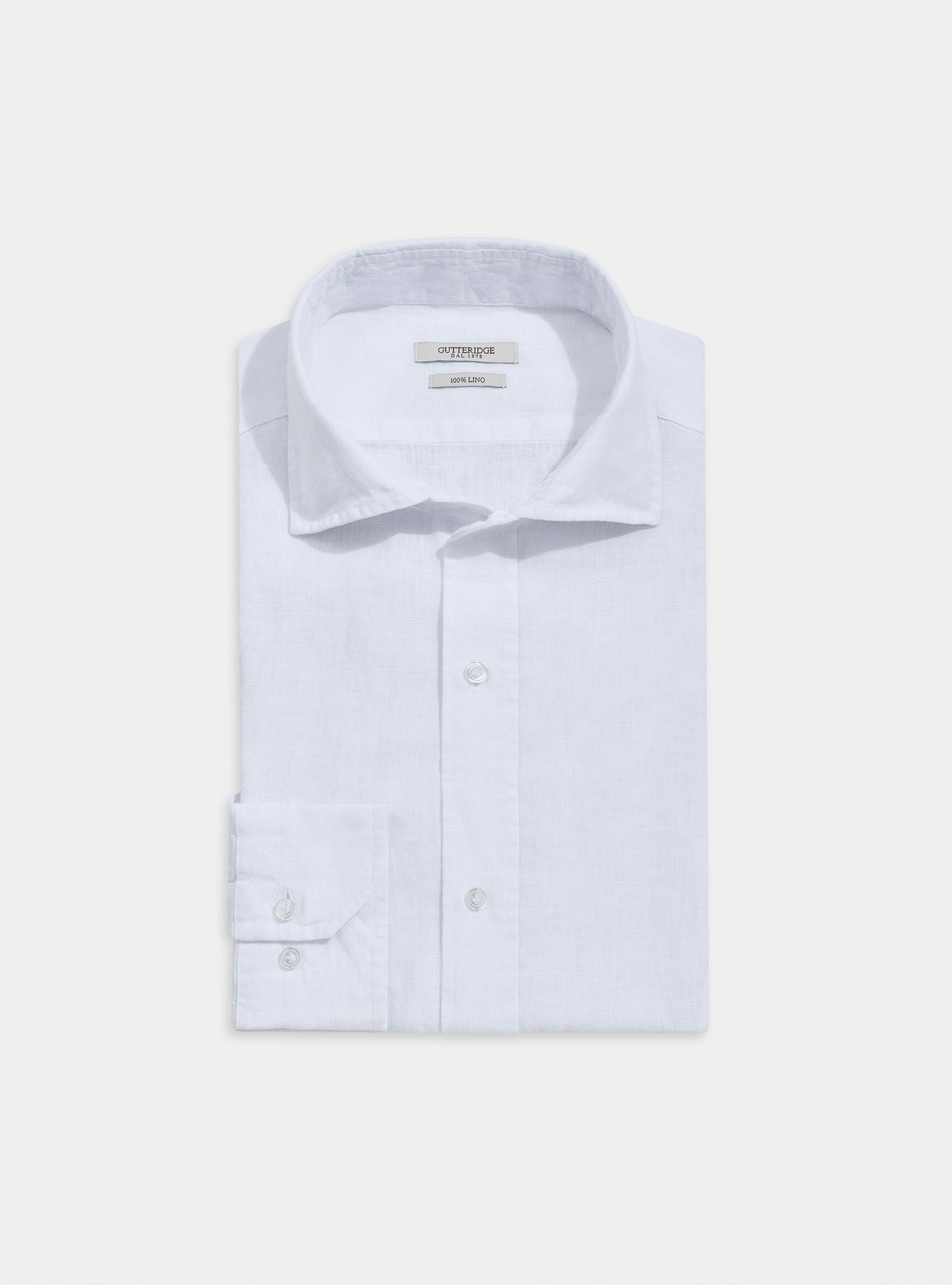Schlankes Hemd aus 100% Leinen delav&egrave;, BIANCO 0099C