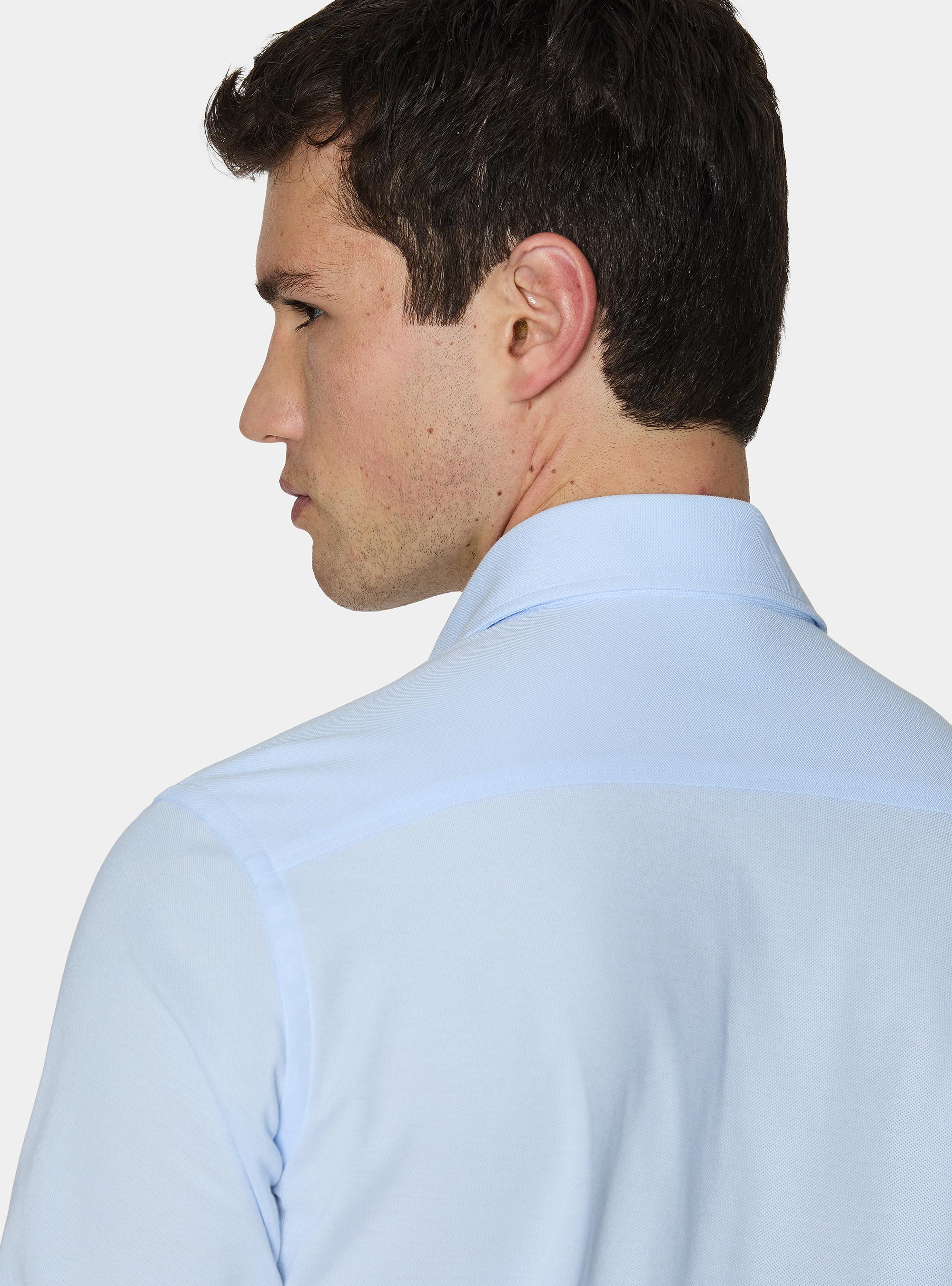 GT01 pique cotton blend polo shirt, LIGHT BLUE