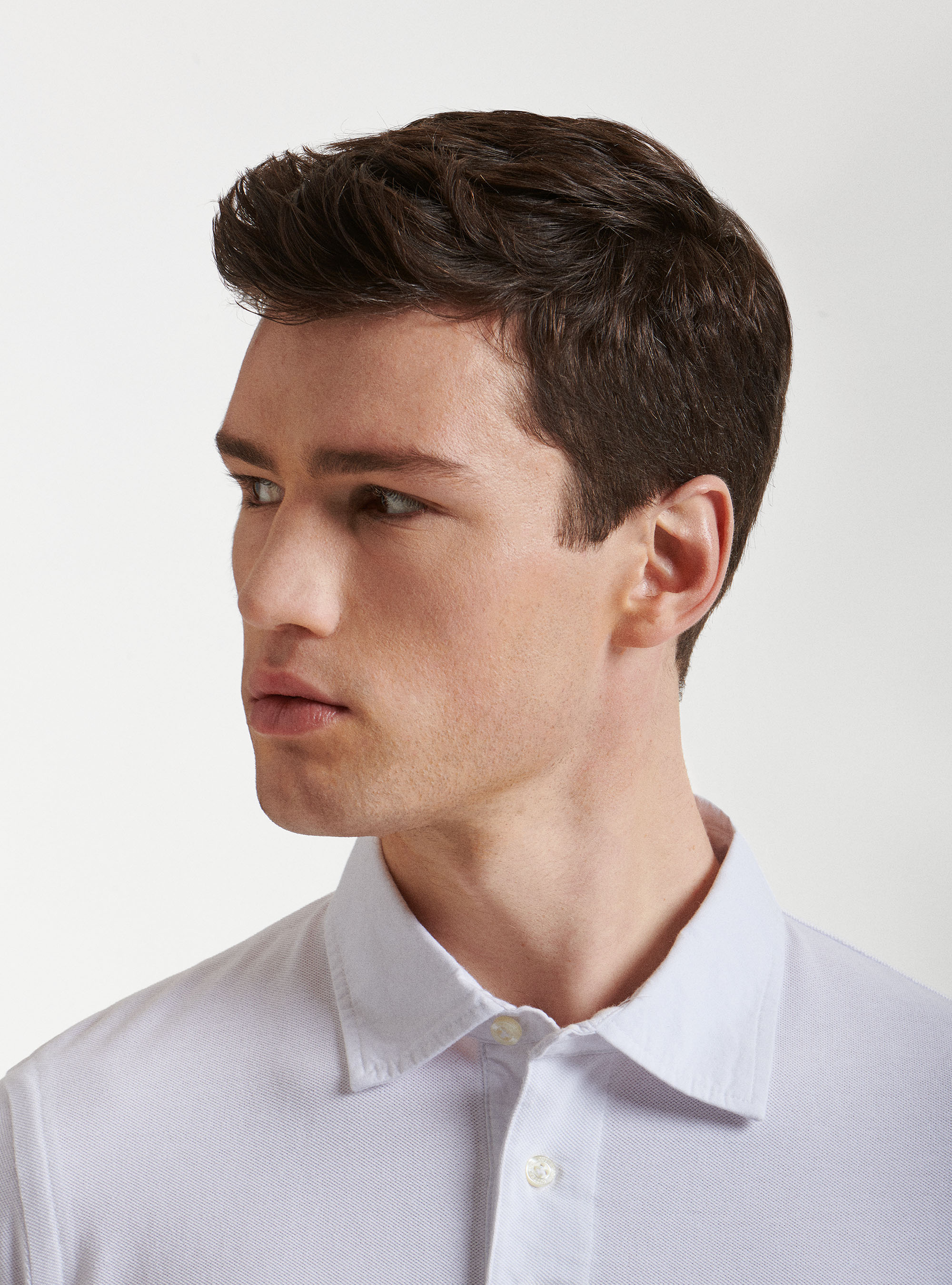 Piqu&eacute; polo shirt with shirt collar, WHITE
