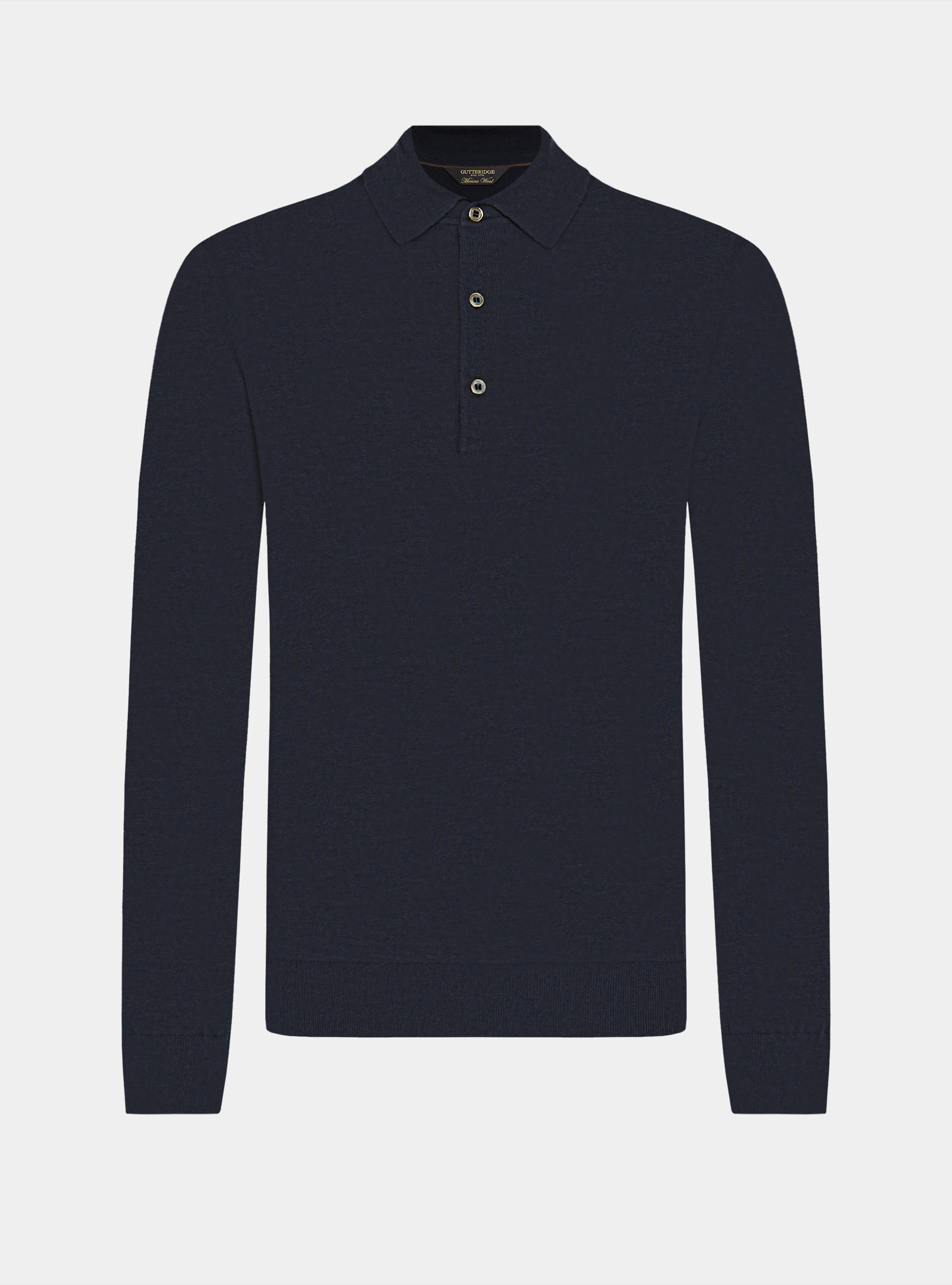Extra-fine merino wool polo shirt, NAVY BLUE