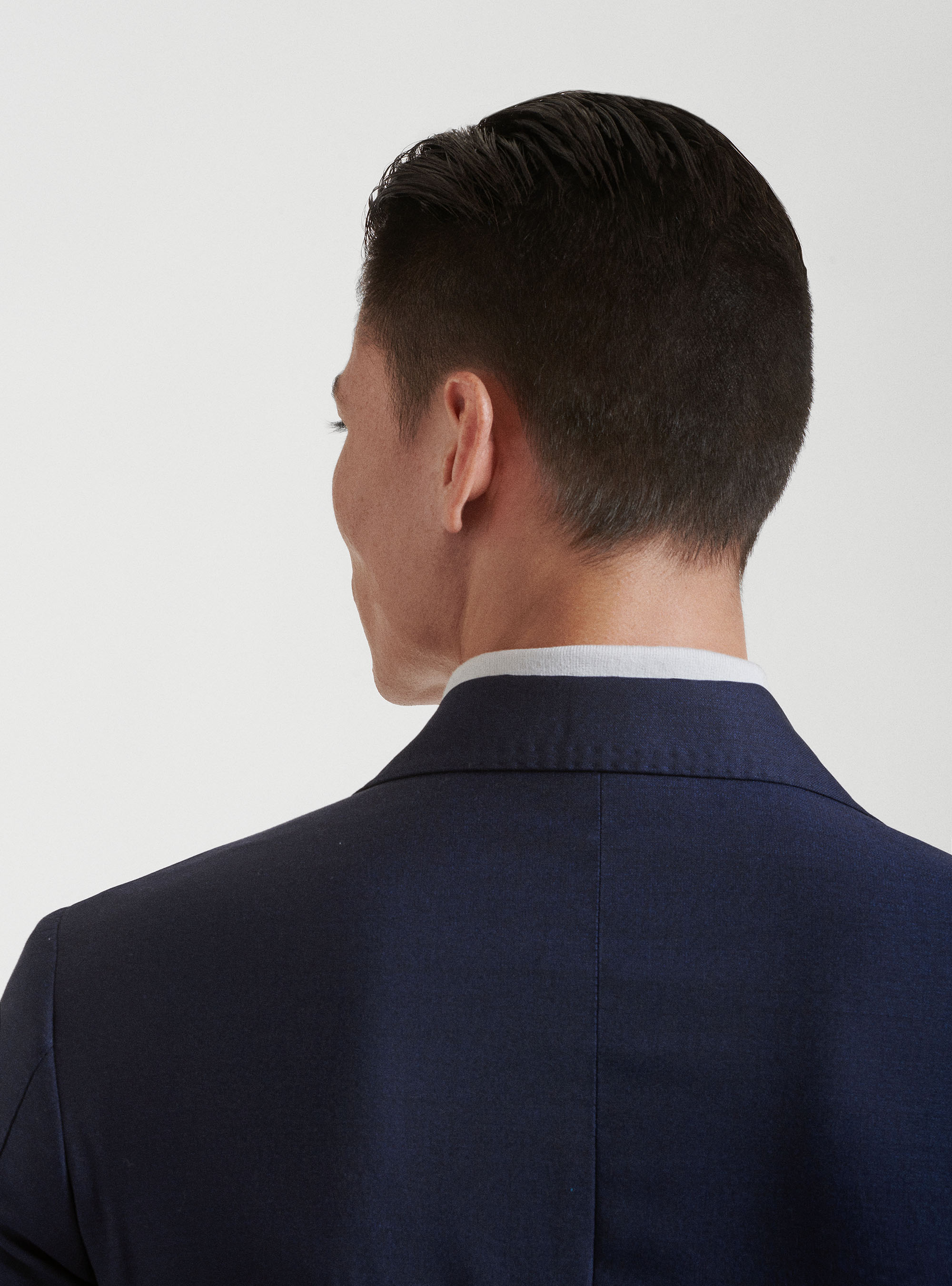 Double-breasted slim fit blazer in pure wool Vitale Barberis Canonico, NAVY BLUE