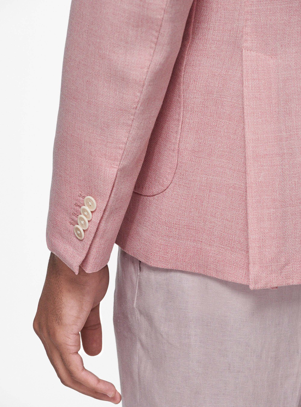 Micro-textured pure wool blazer, PINK