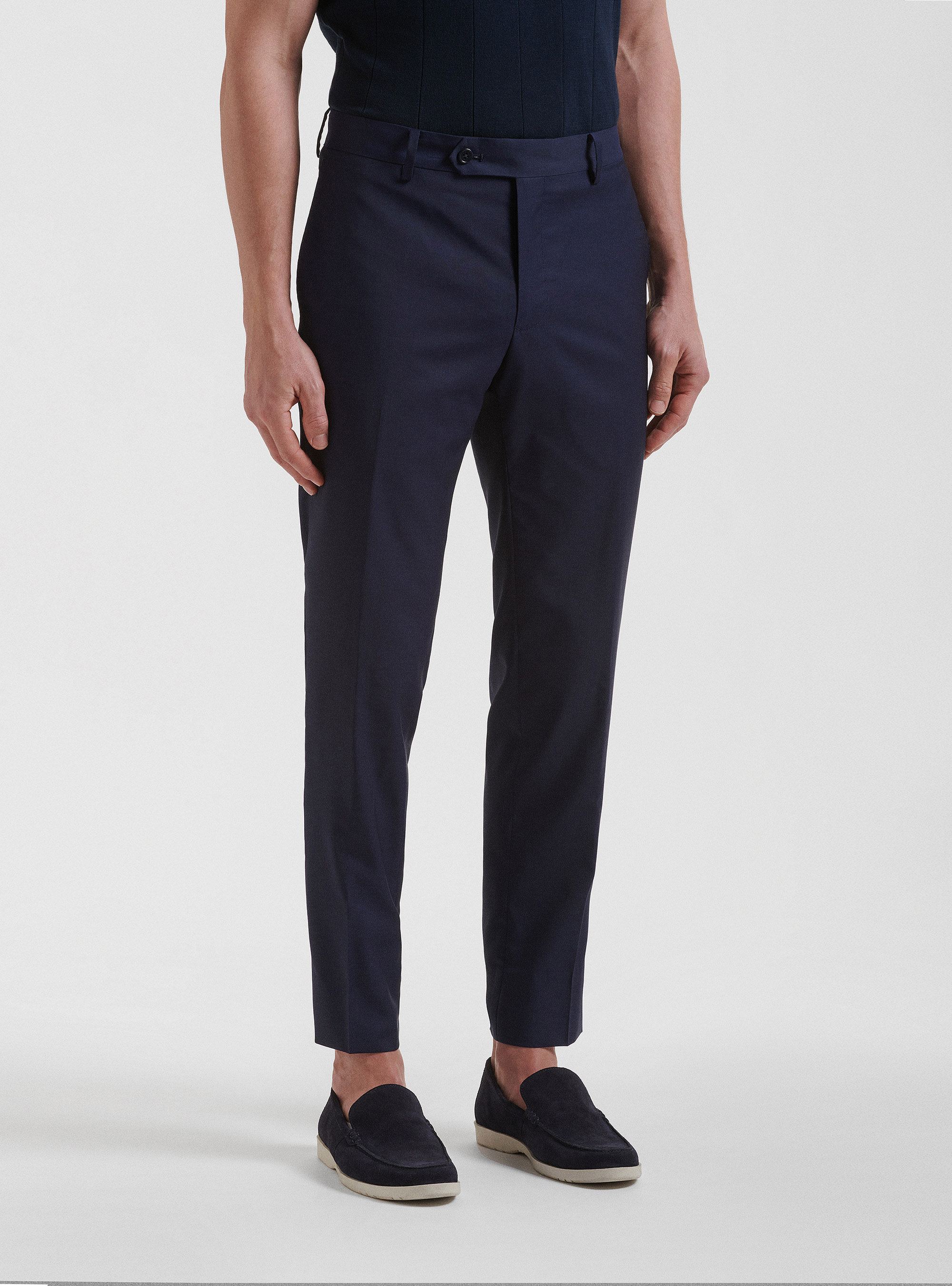 Suit trousers in pure superfine wool 130's Reda, NAVY BLUE