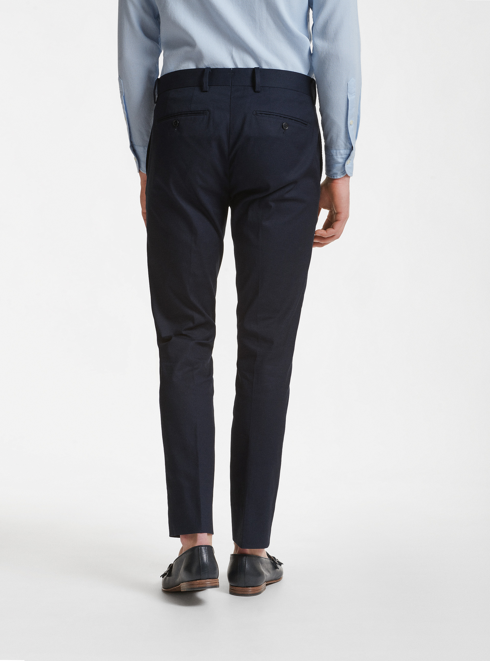 Armoured cotton suit trousers, NAVY BLUE