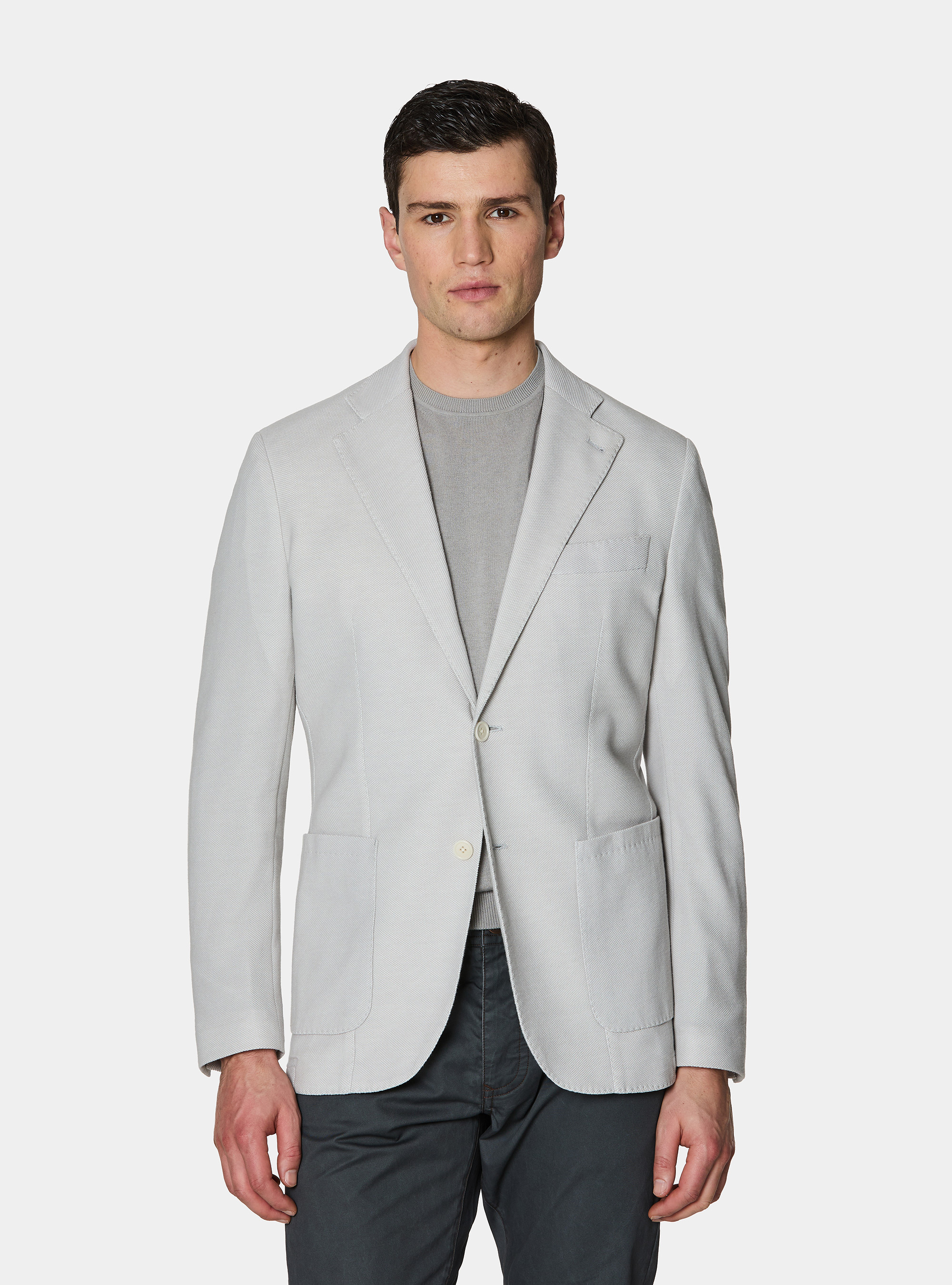 Cotton blend jersey blazer, GRIGIO CHIARO 0256C