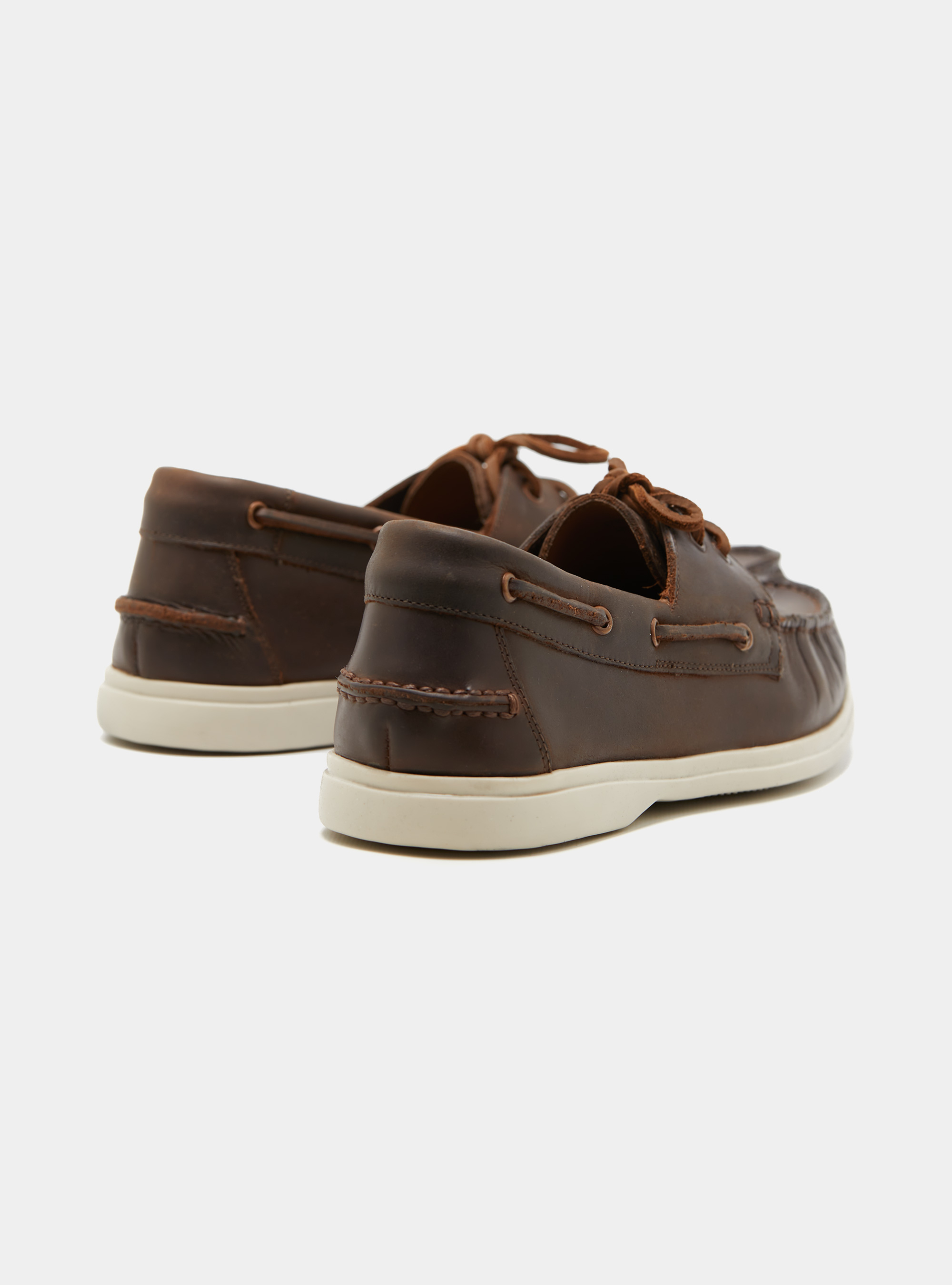 Leather lace-up loafers, BROWN