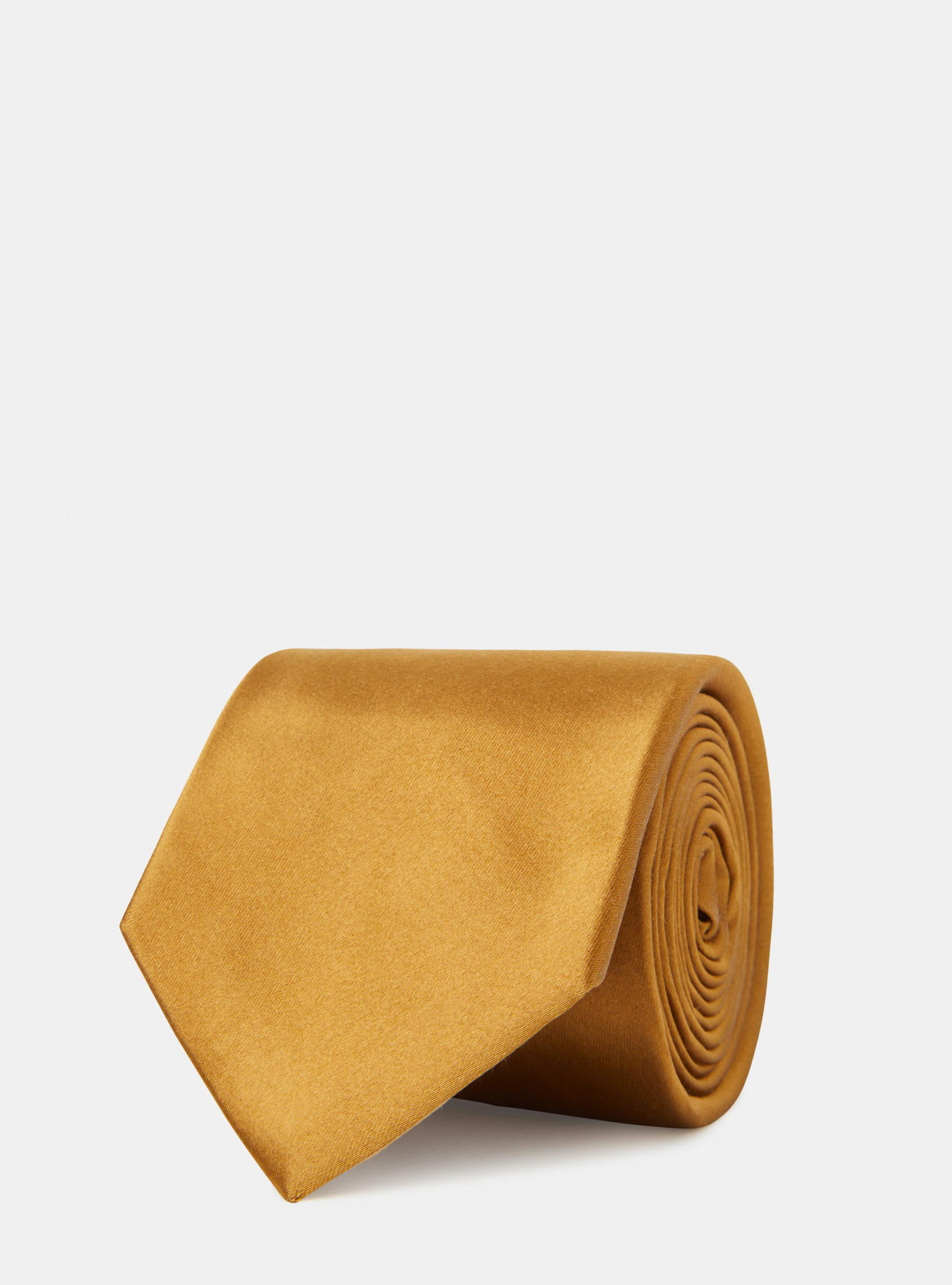 Solid-coloured silk tie, SENAPE 0715C