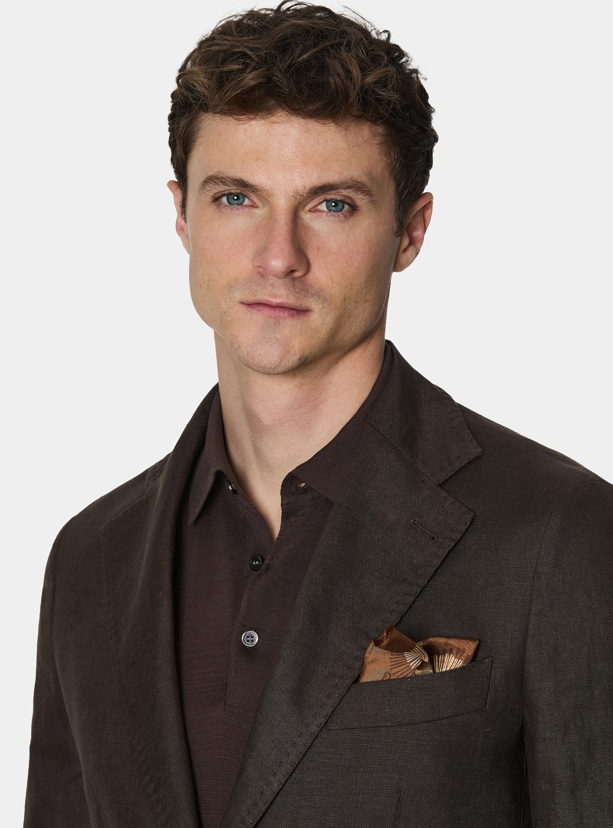 Pure linen suit blazer, BROWN