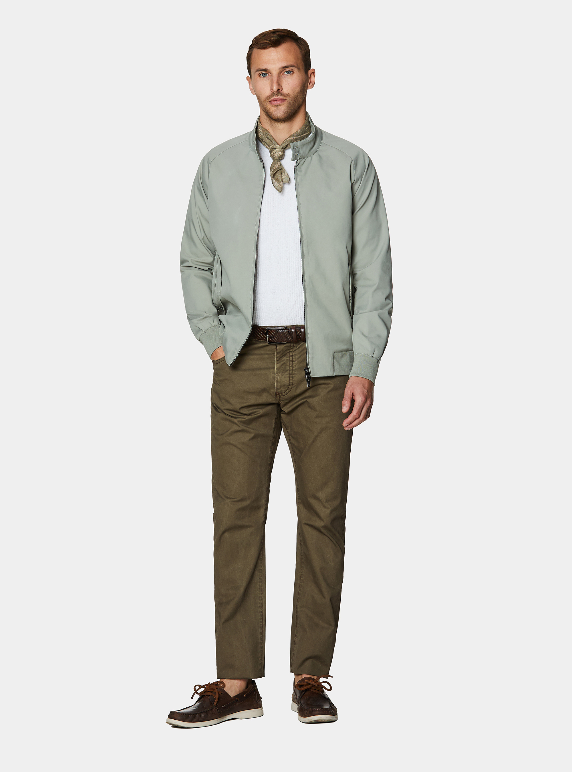 Blouson en coton m&eacute;lang&eacute;, SALVIA 0602C