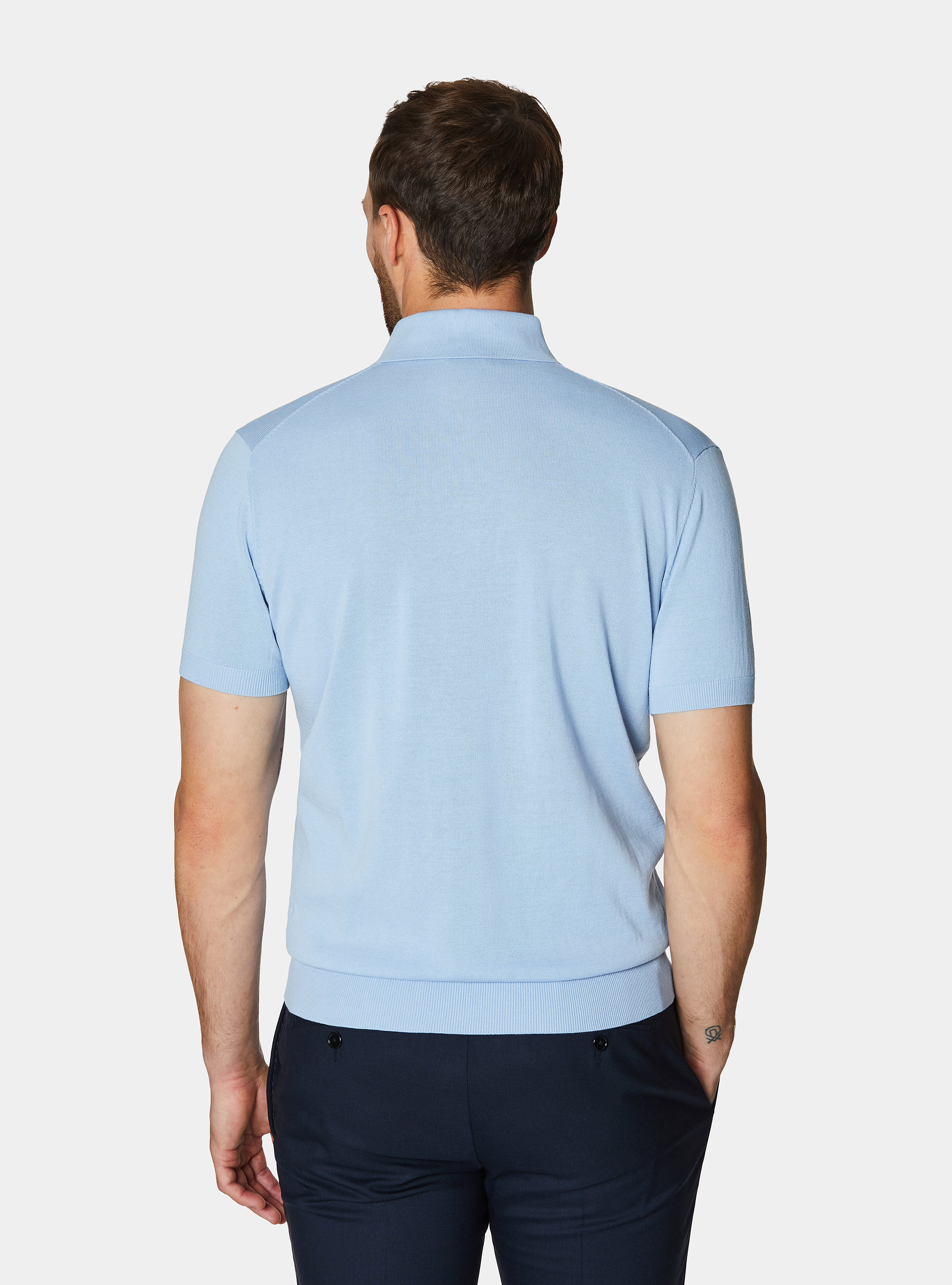 Poloshirt aus extrafeinem Baumwollstrick, 0266C AZZURRO