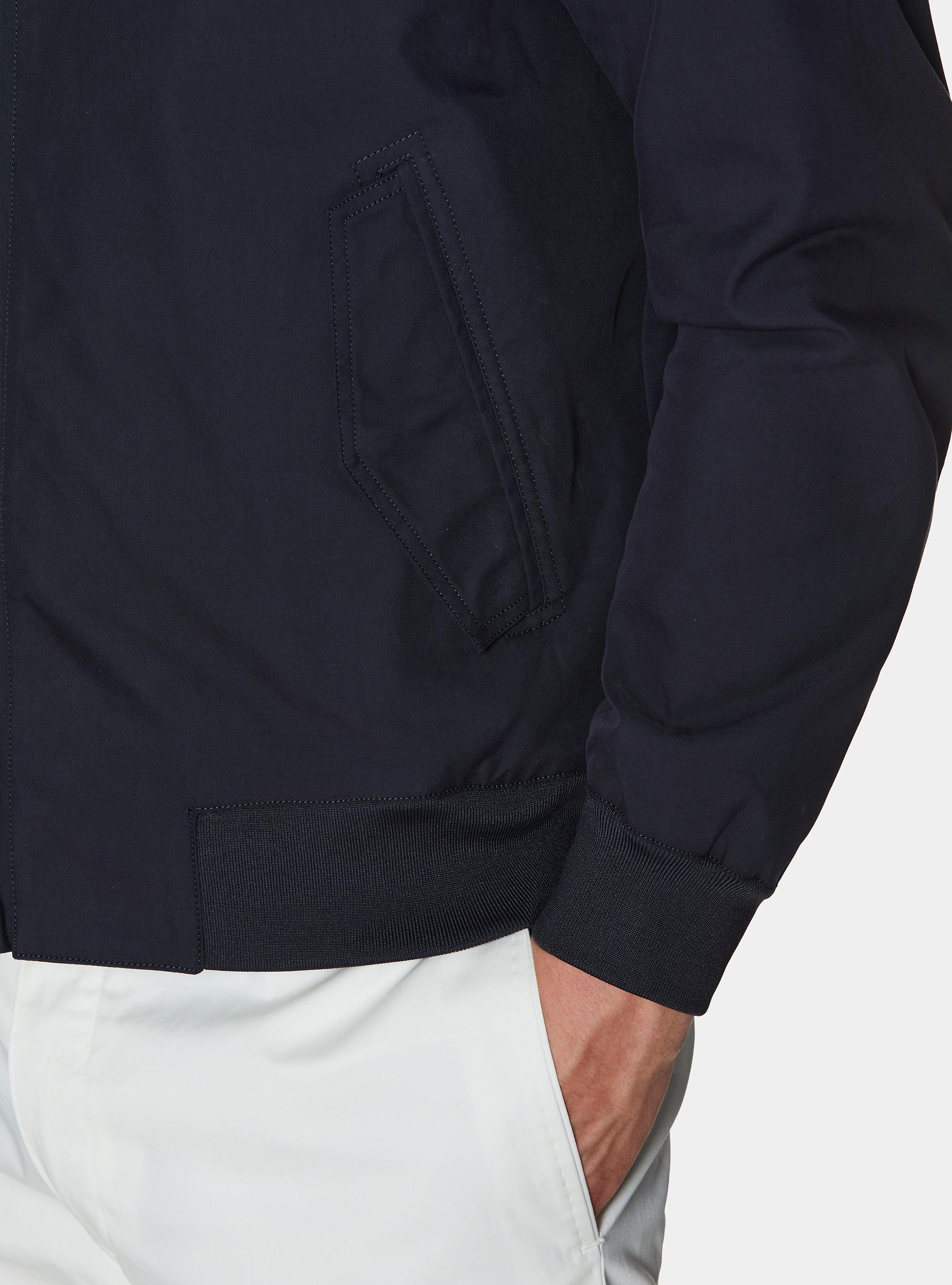 Cotton blend bomber jacket, NAVY BLUE