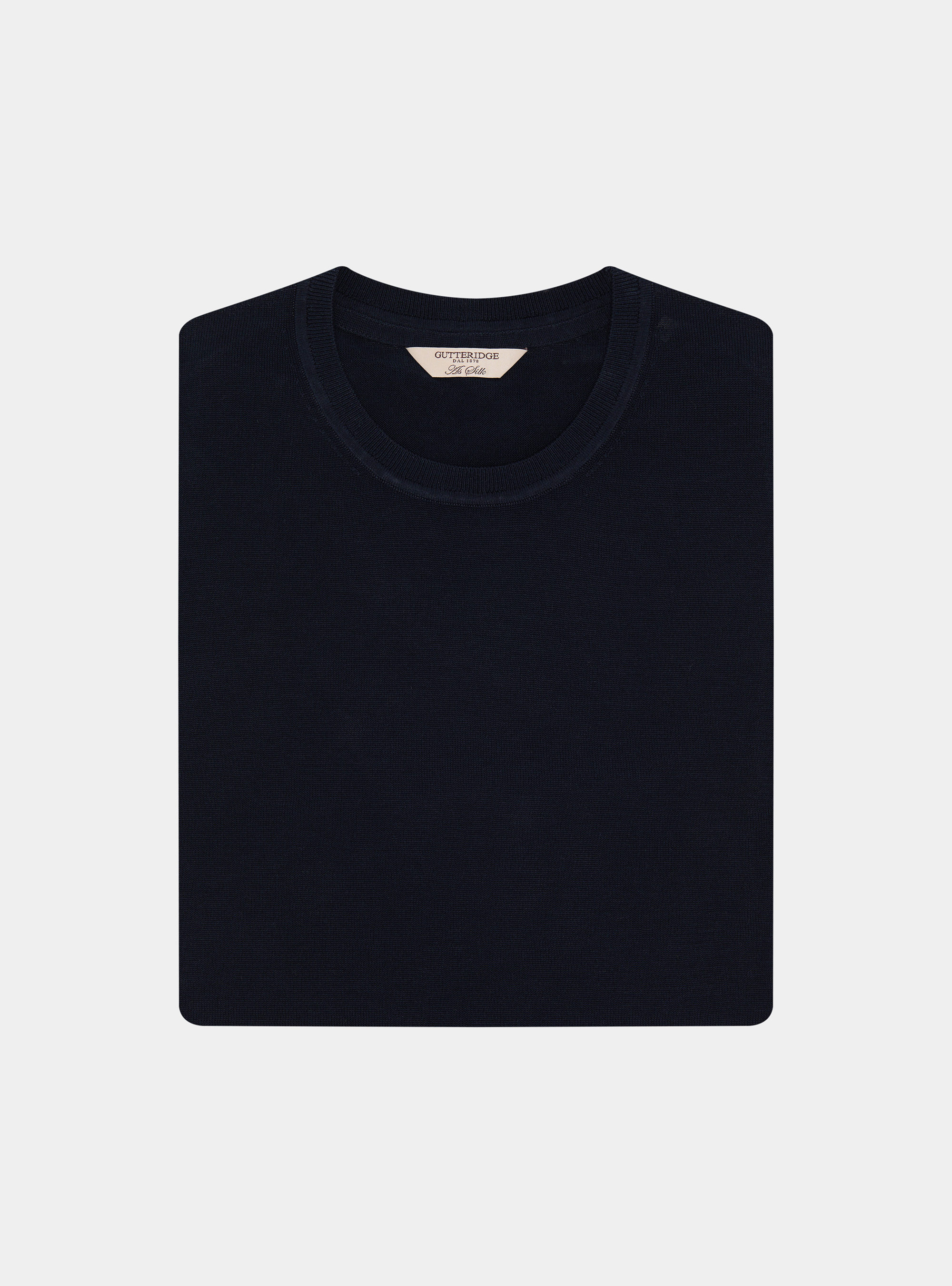 Rundhals-Pullover aus Baumwolle und Seide, NAVY 0218C