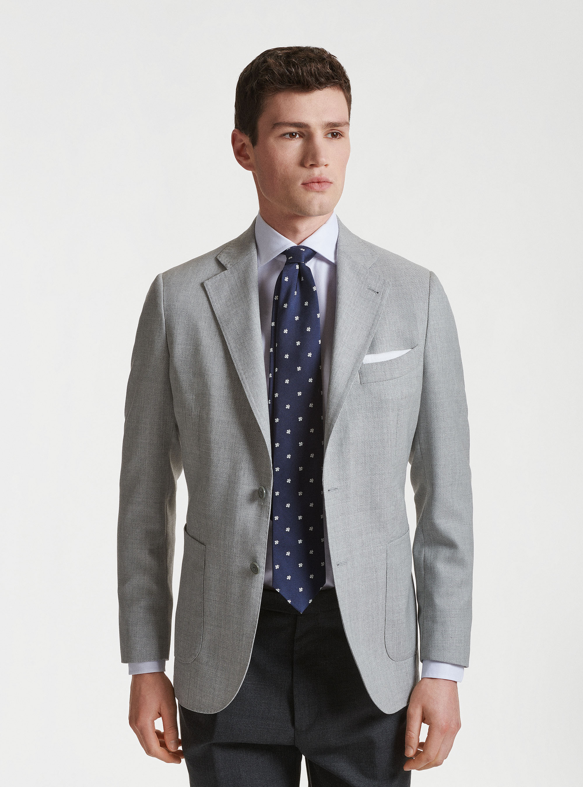 Pure wool hopsack blazer Vitale Barberis Canonico, LIGHT GREY MELANGE