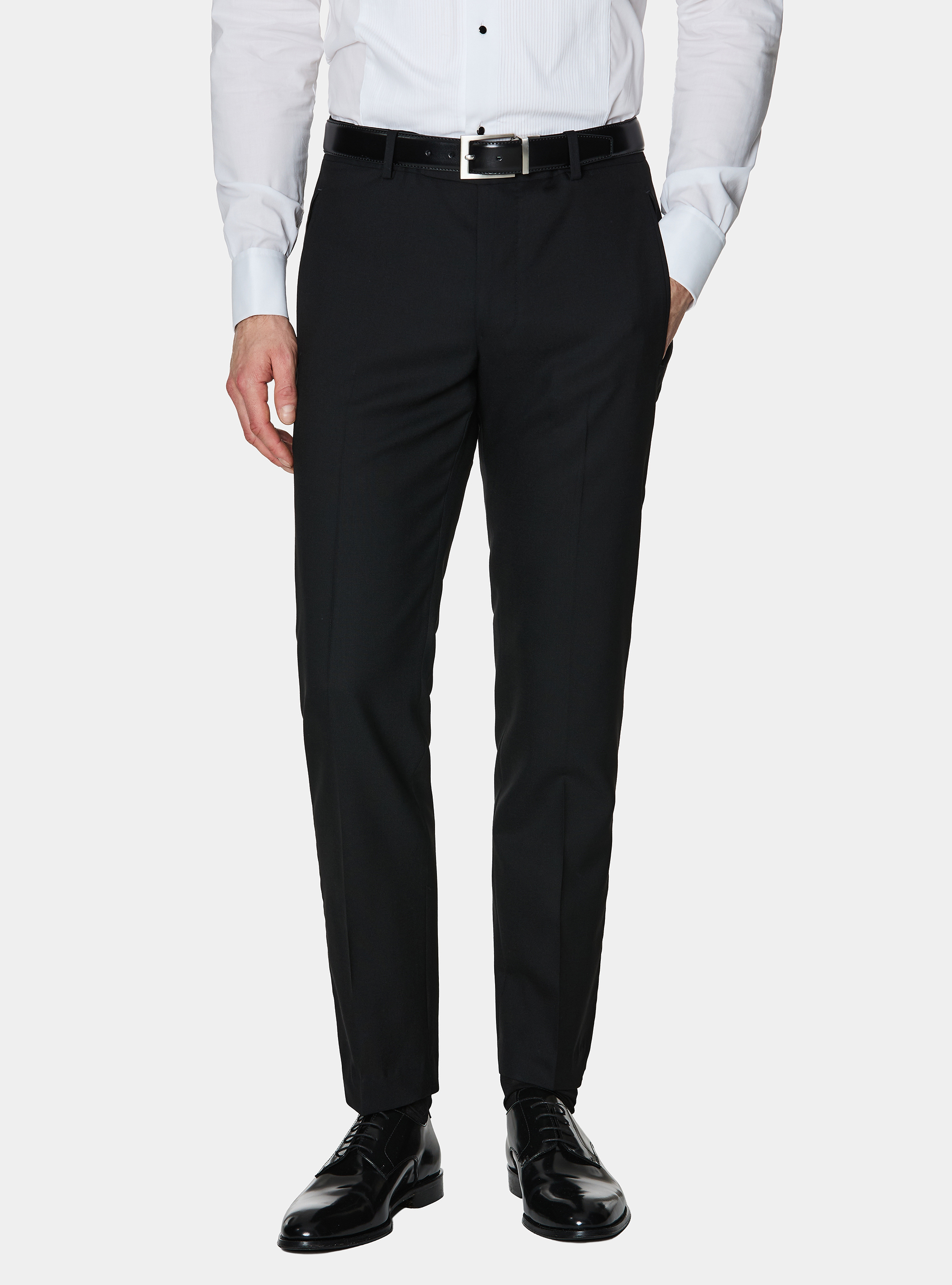 Pantaloni abito smoking in lana Vitale Barberis Canonico, NERO