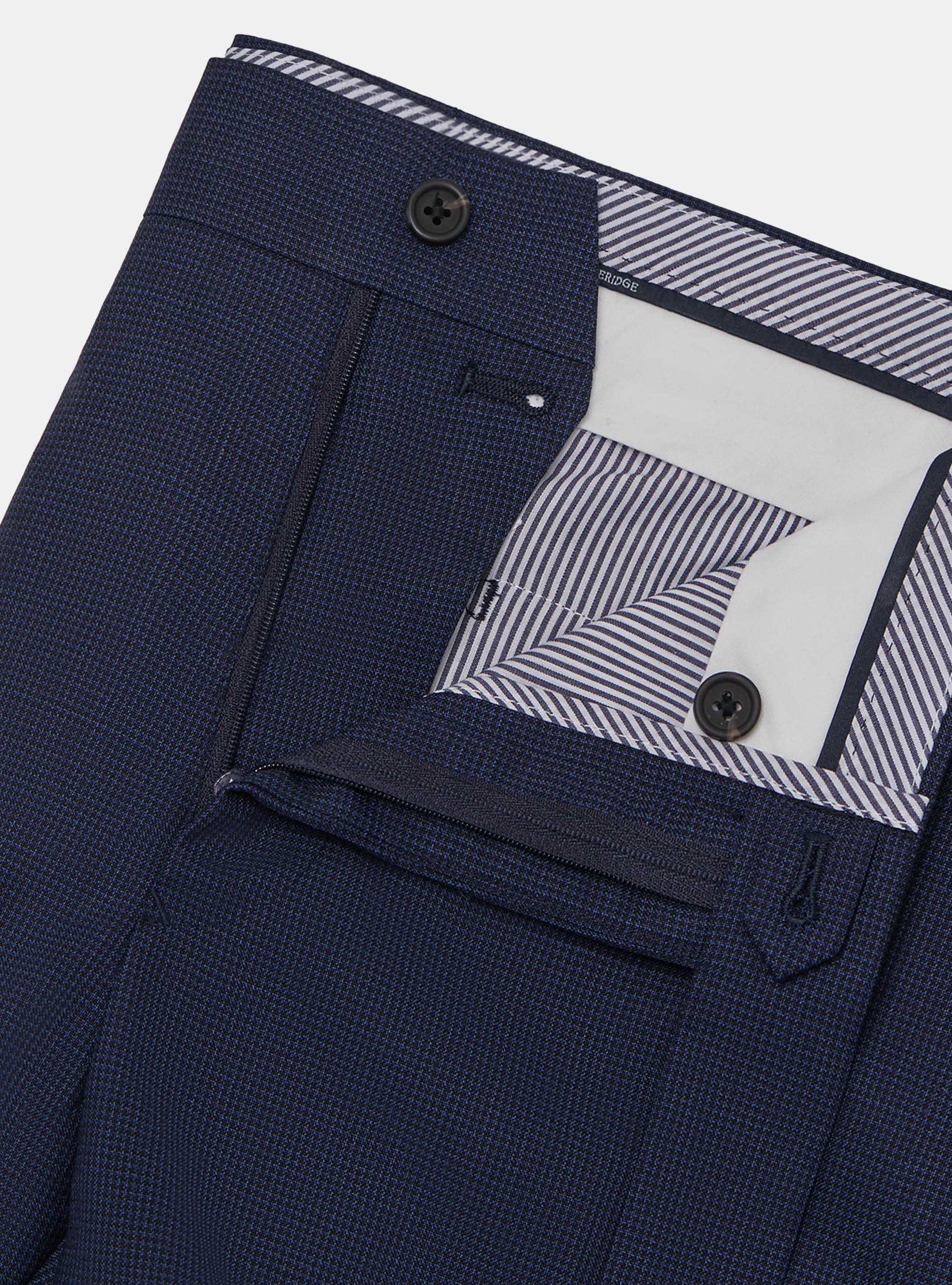 Houndstooth wool trousers, NAVY BLUE
