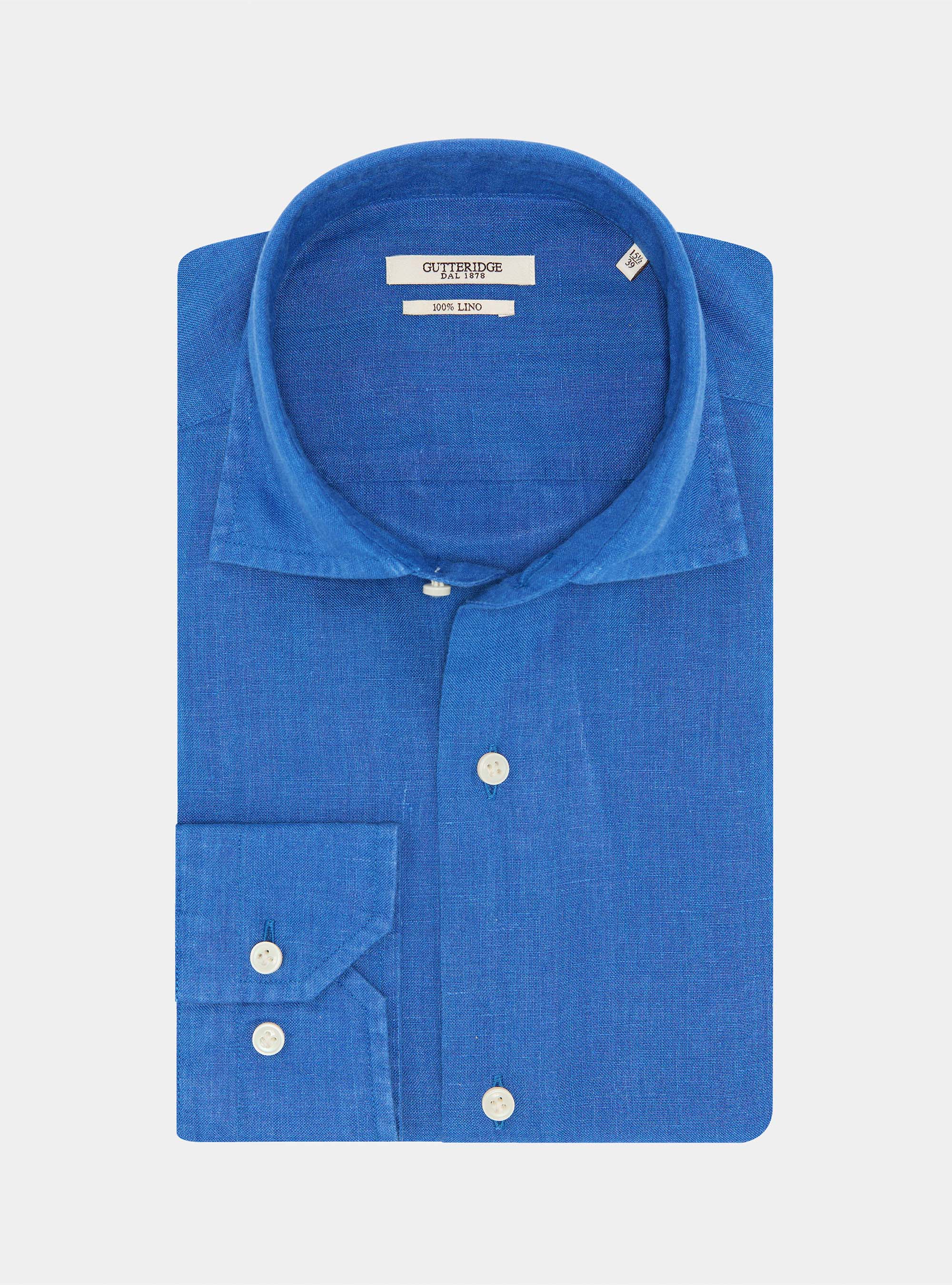 Camisa de lino puro, AZUL MEDIO