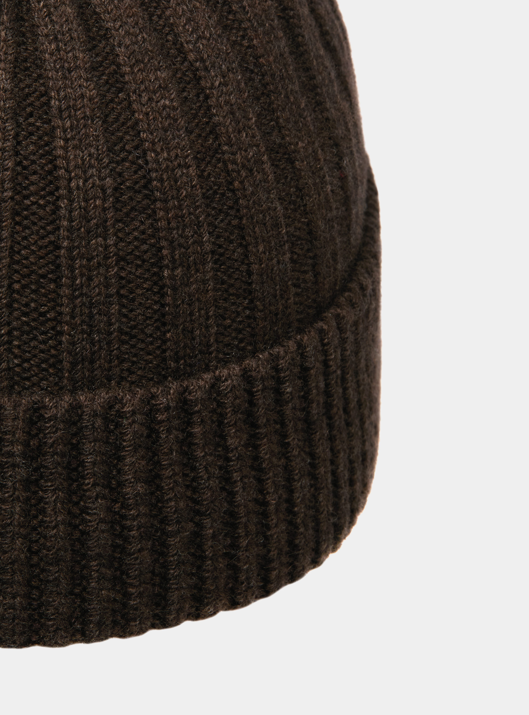 English rib cashmere blend hat, BROWN